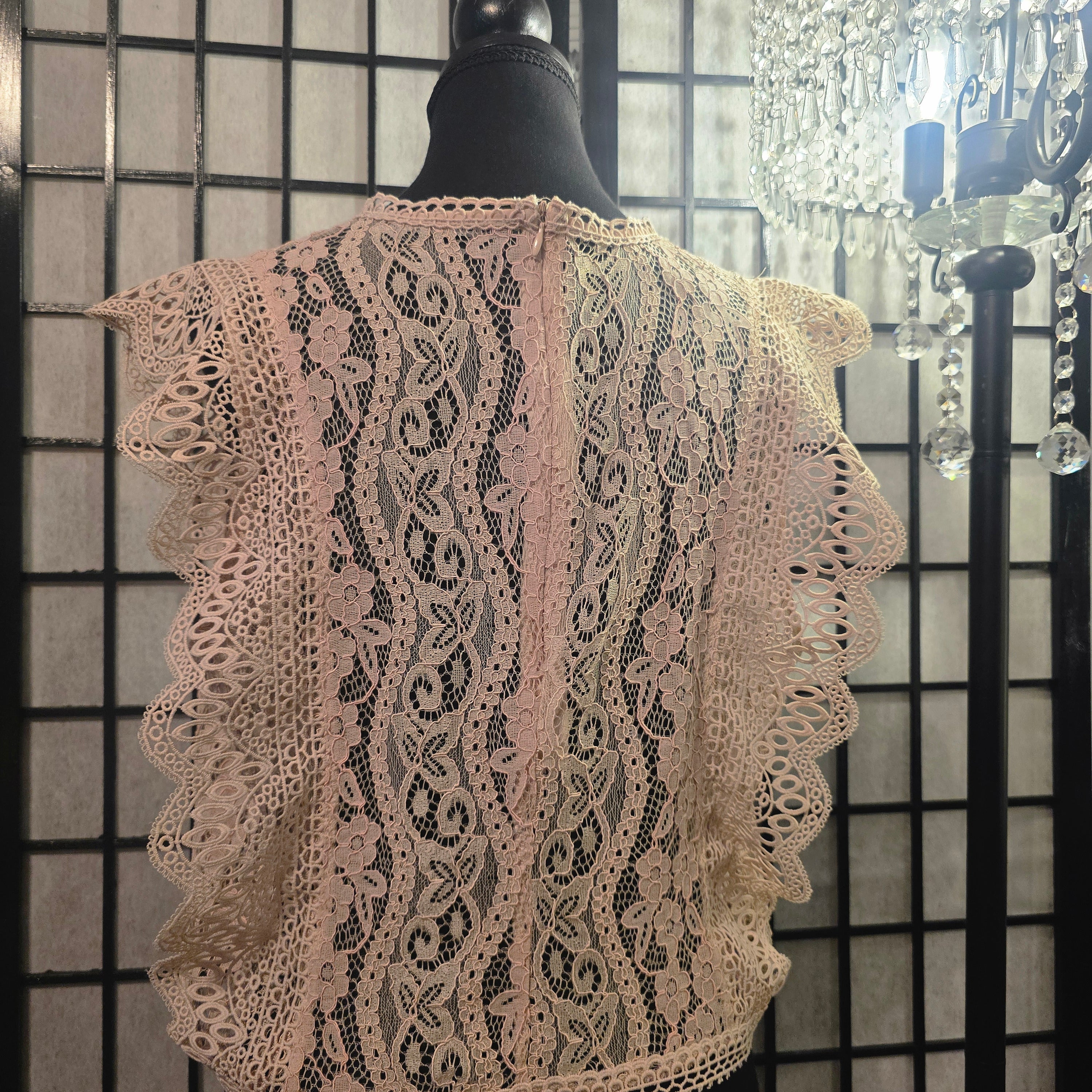 Romantic Blush Lace Kimono Top
