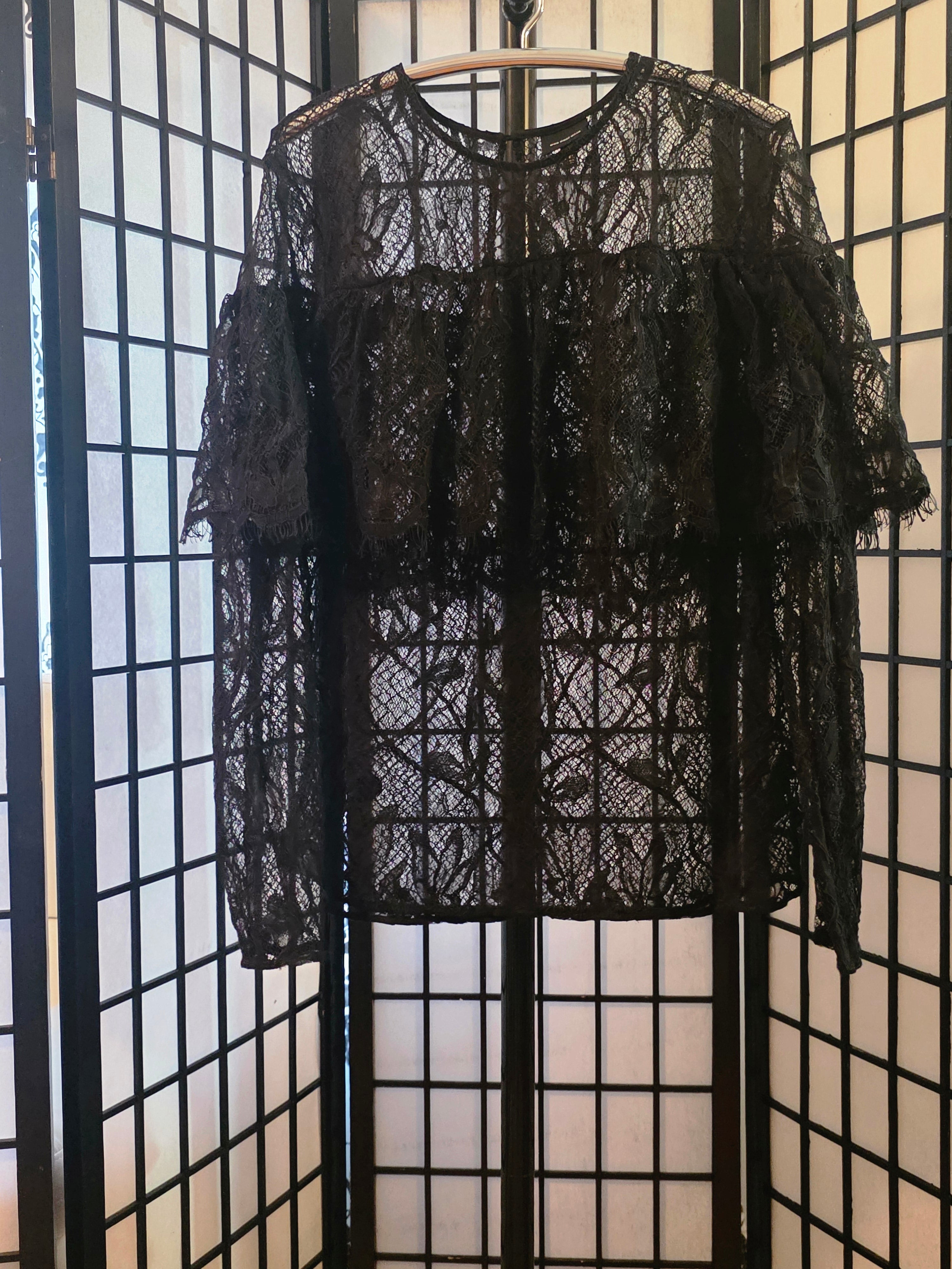 Ink Black Dreamy Lace Blouse