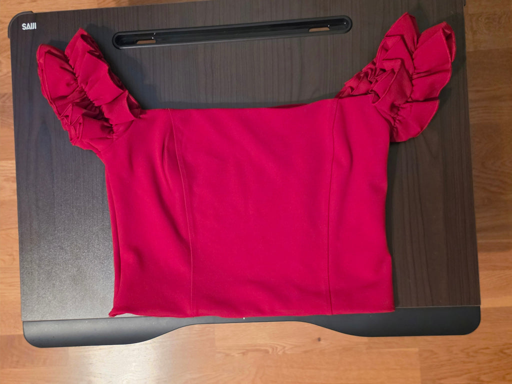 Crimson Ruffle Off-Shoulder Top