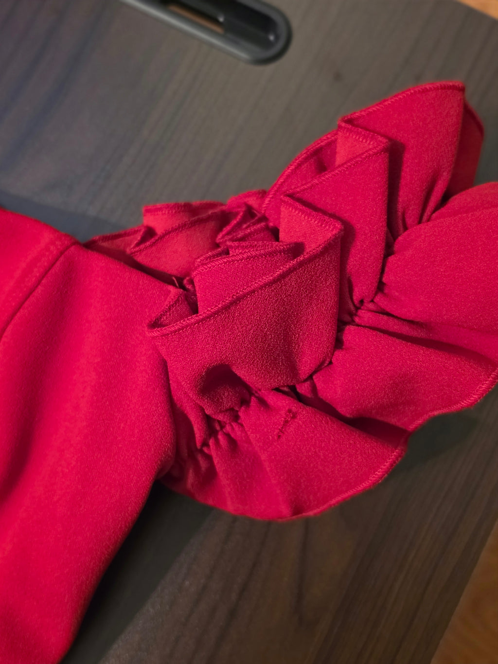 Crimson Ruffle Off-Shoulder Top