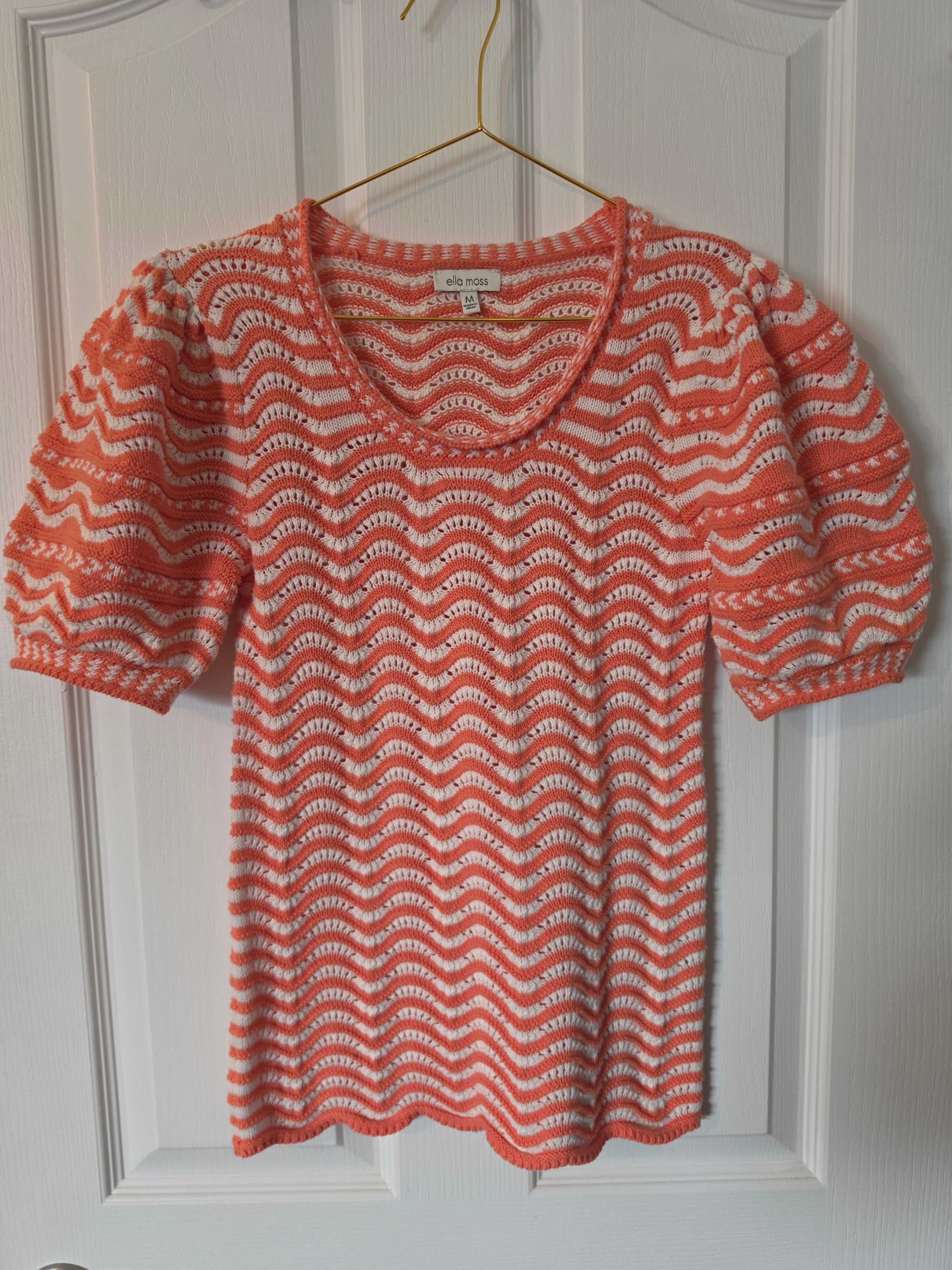 Coral Wave Knit Top