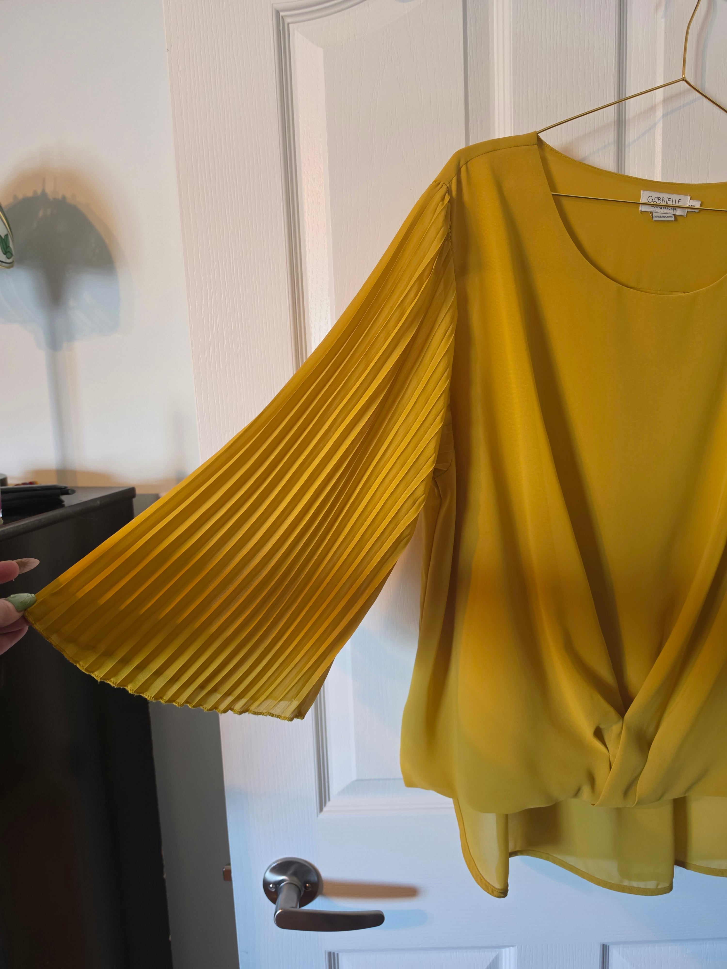 Golden Pleated Reverie Blouse