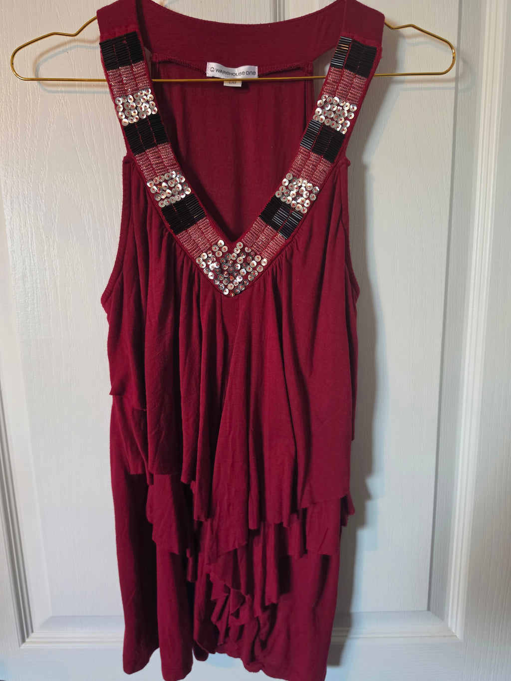 Crimson Cascade Embellished Tank