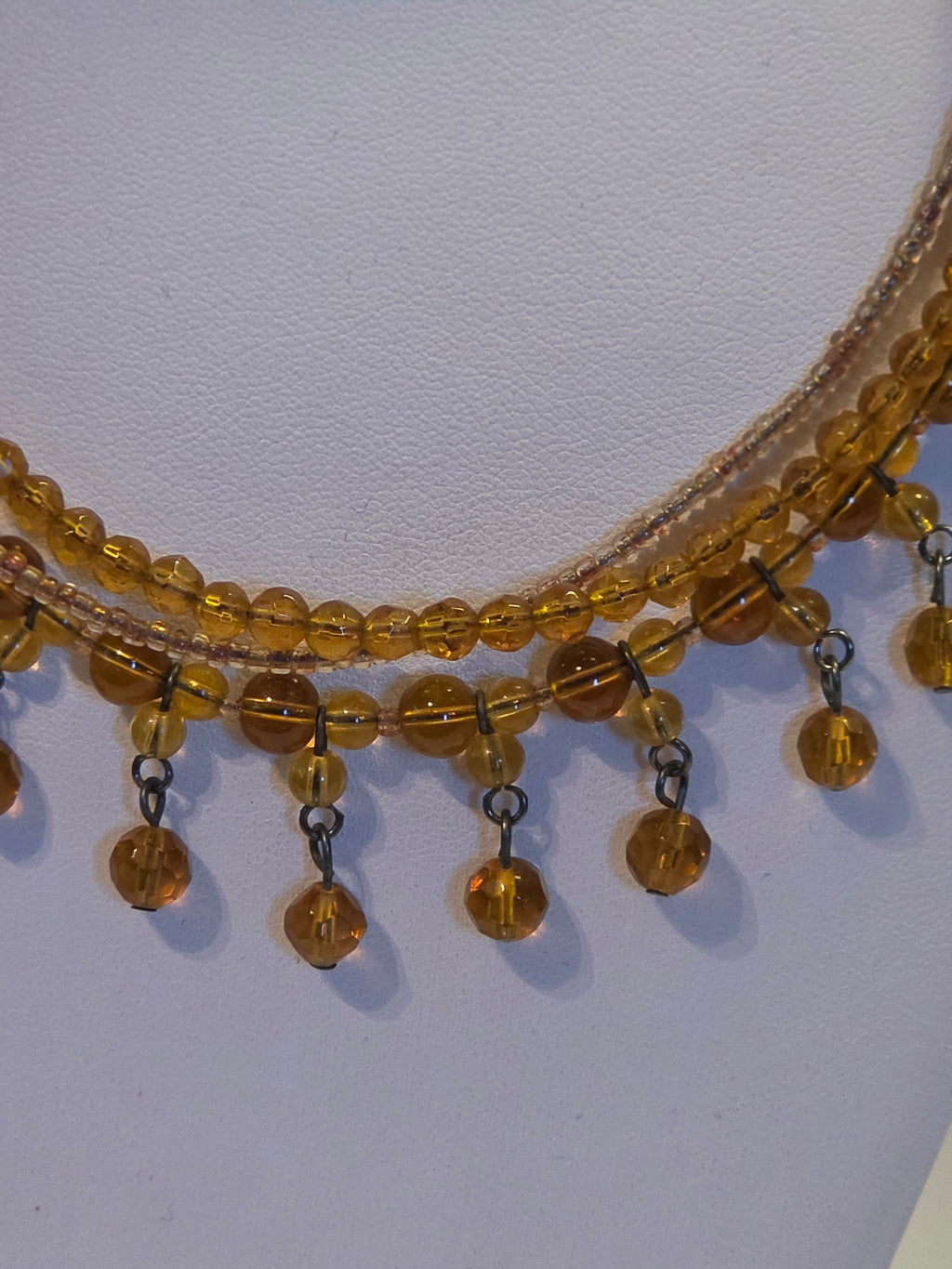 Gilded Reverie Amber Crystal Fringe Necklace