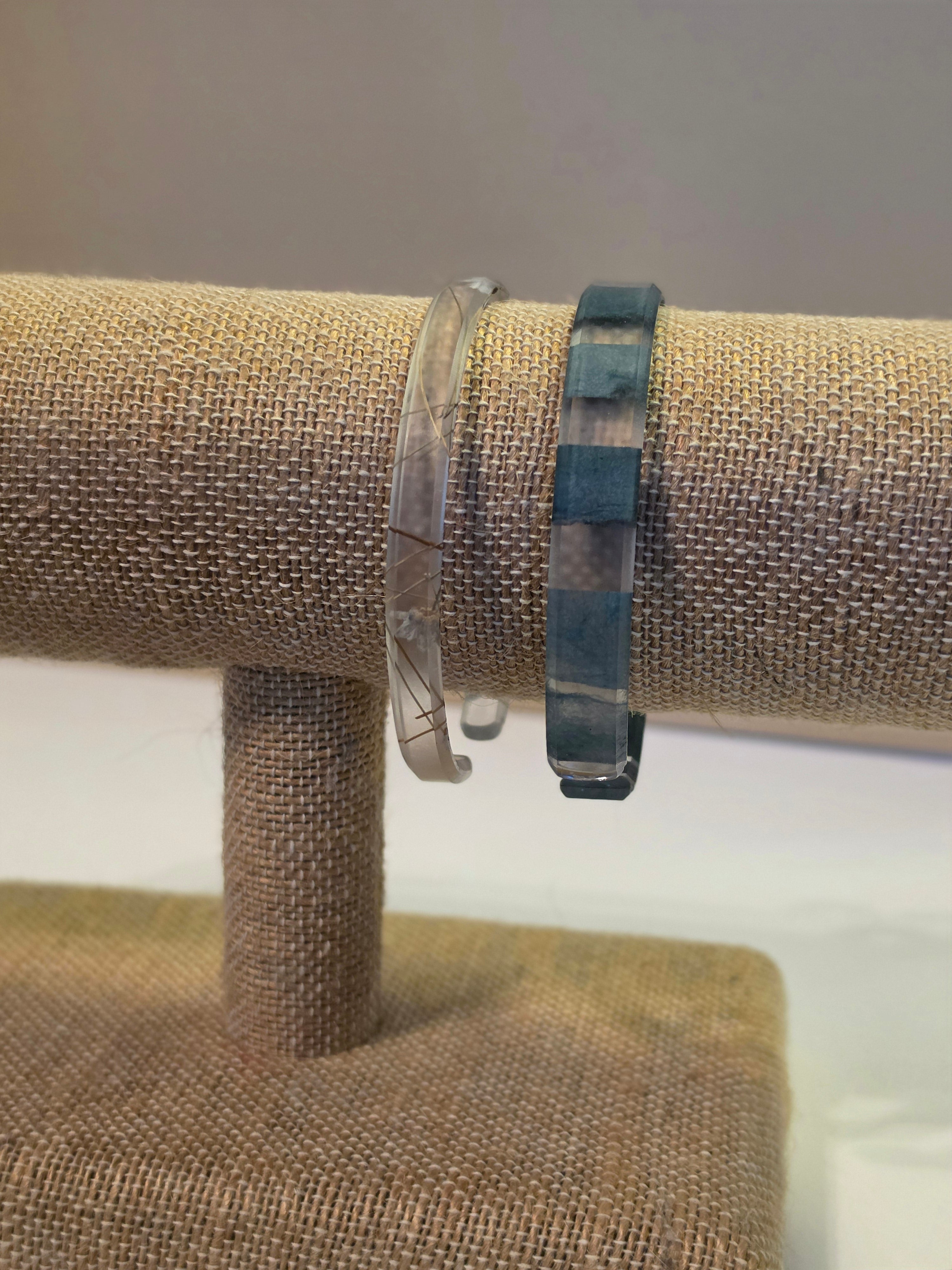 Botanical & Teal Block Resin Cuff Set