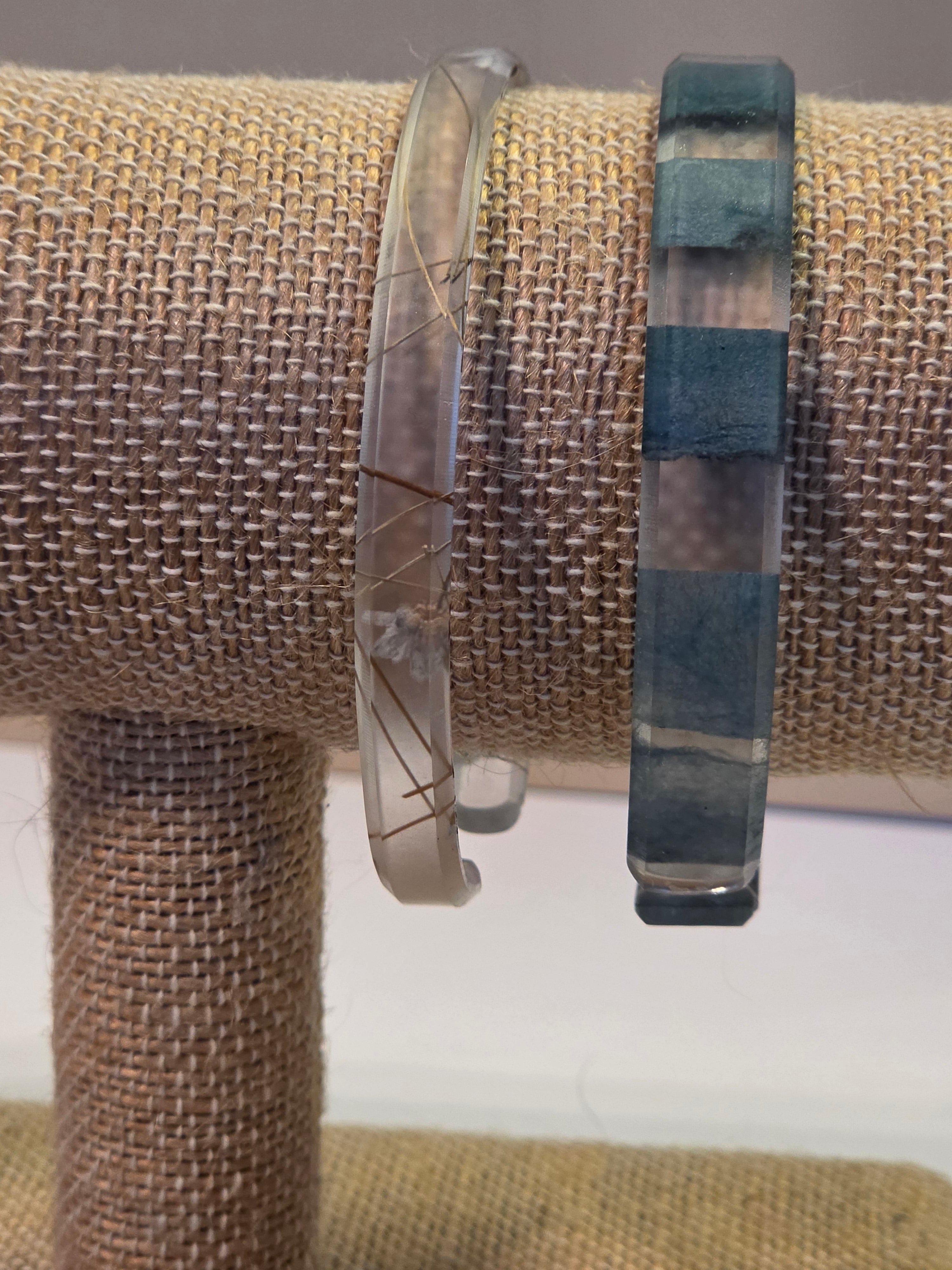 Botanical & Teal Block Resin Cuff Set