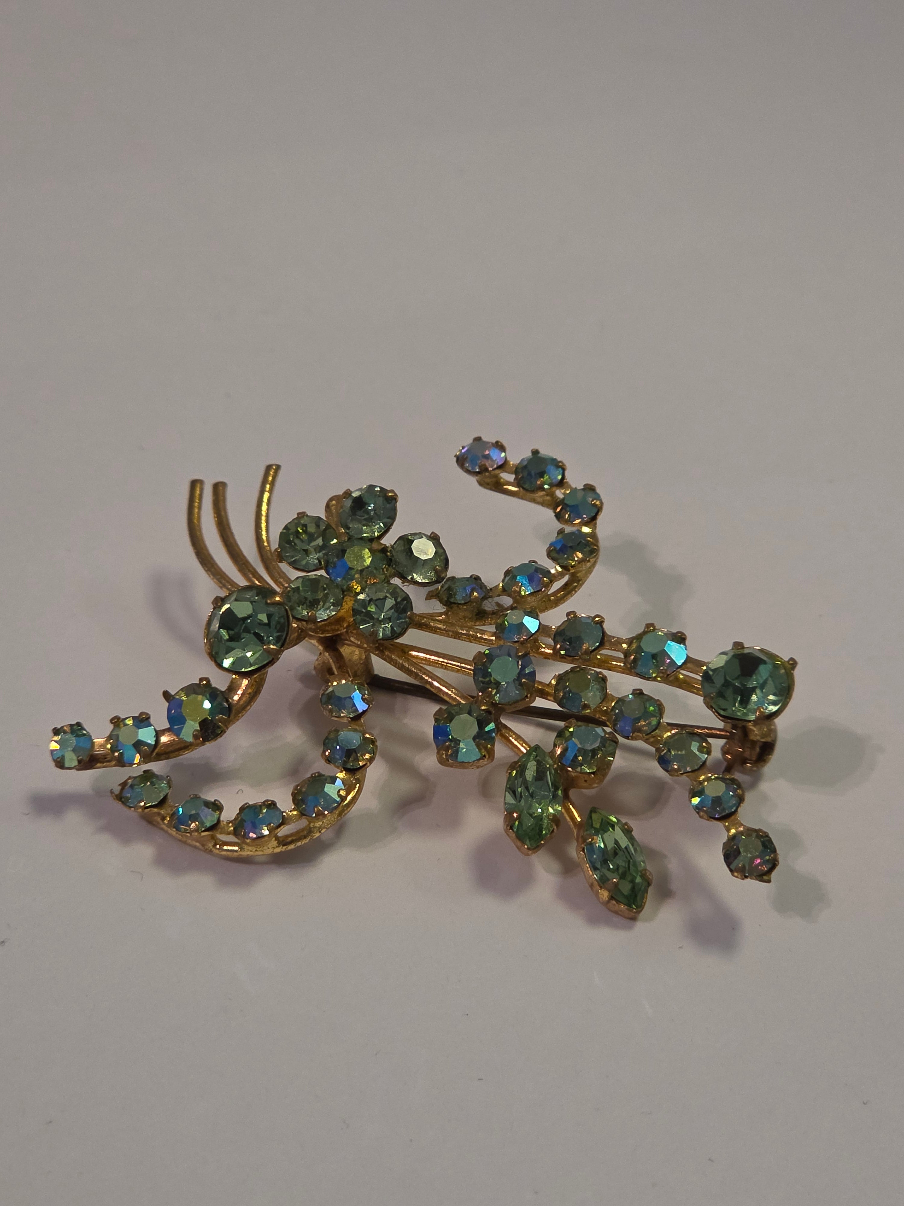 Aurora Garden Rhinestone Spray Brooch
