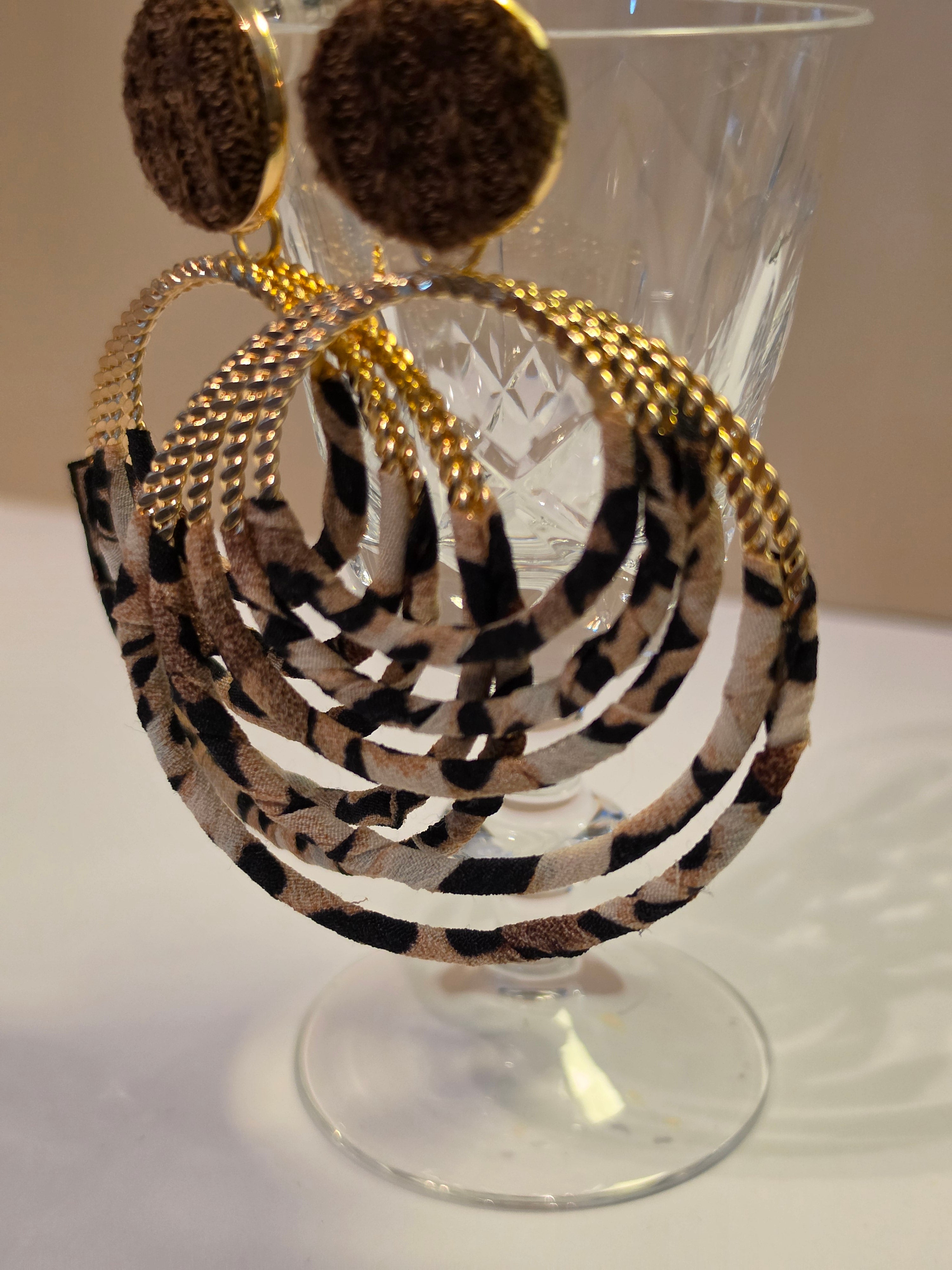 Wild Reverie Leopard Hoop & Fabric Earrings