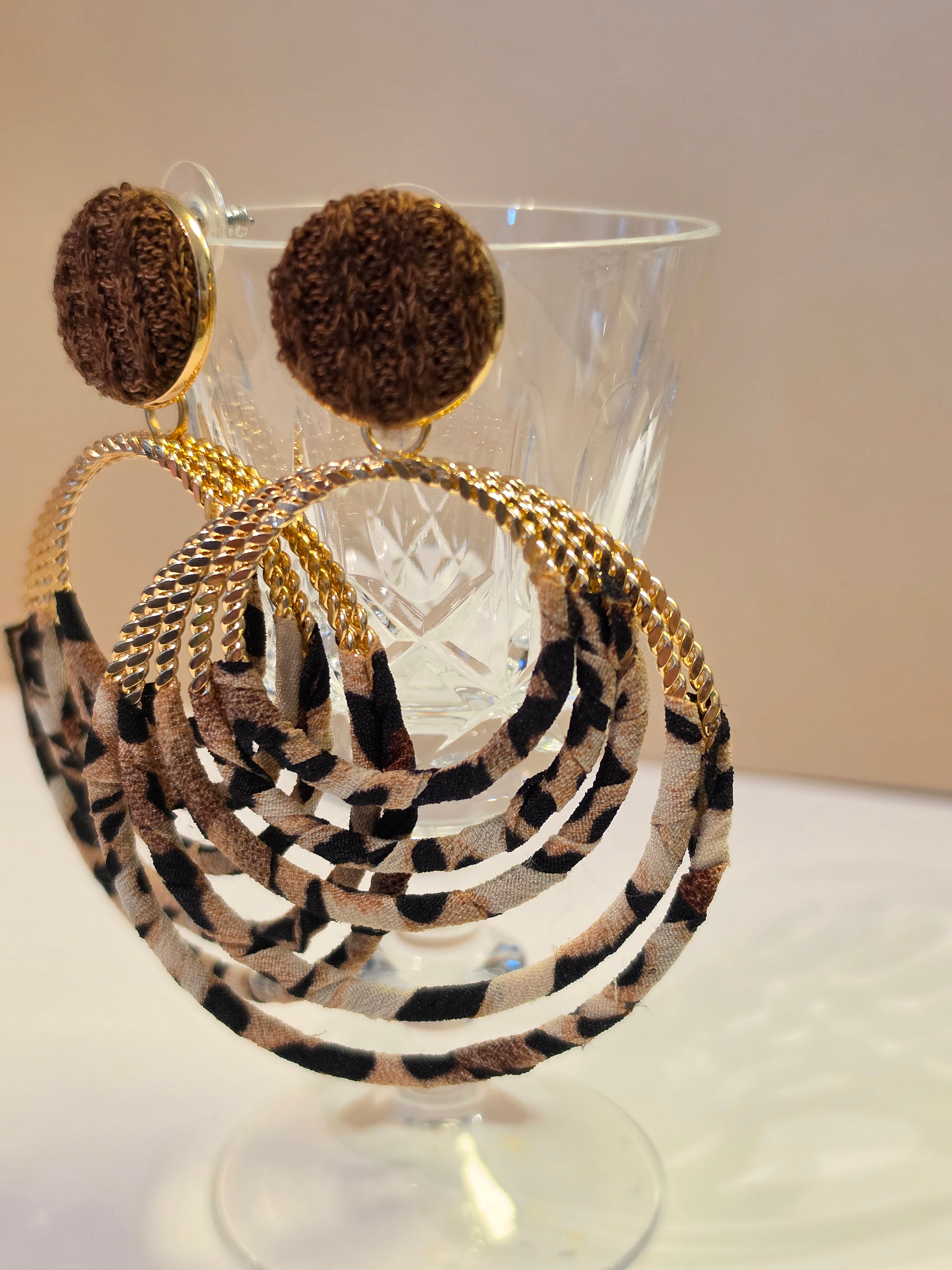 Wild Reverie Leopard Hoop & Fabric Earrings