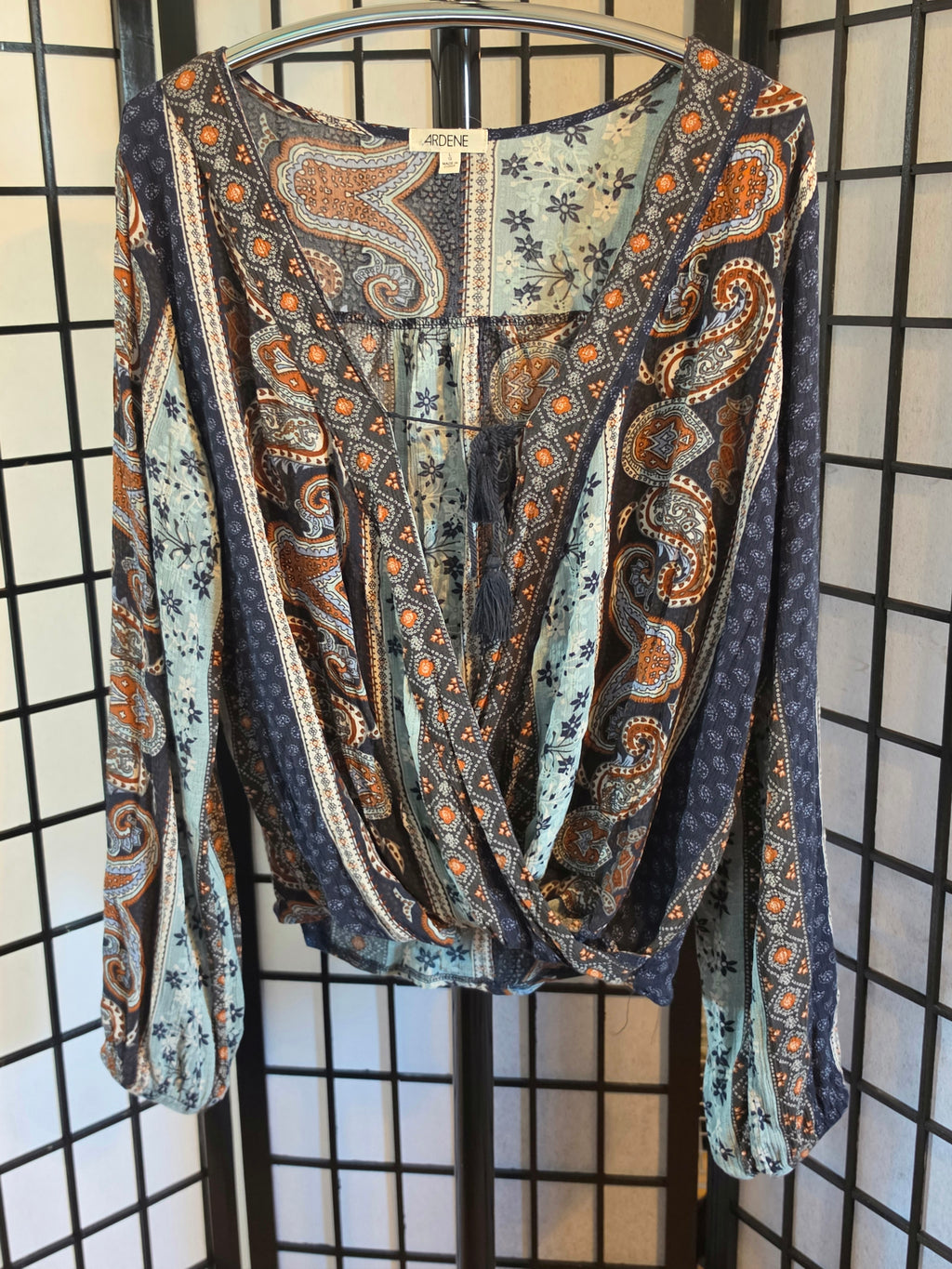 Wanderer’s Spell — Ardene Paisley Mixed-Print Tassel Blouse