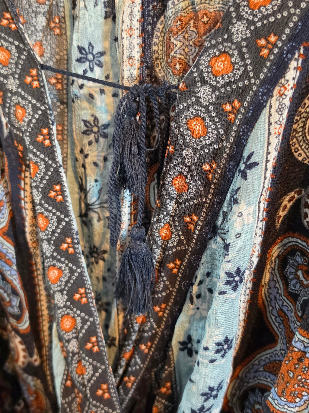 Wanderer’s Spell — Ardene Paisley Mixed-Print Tassel Blouse