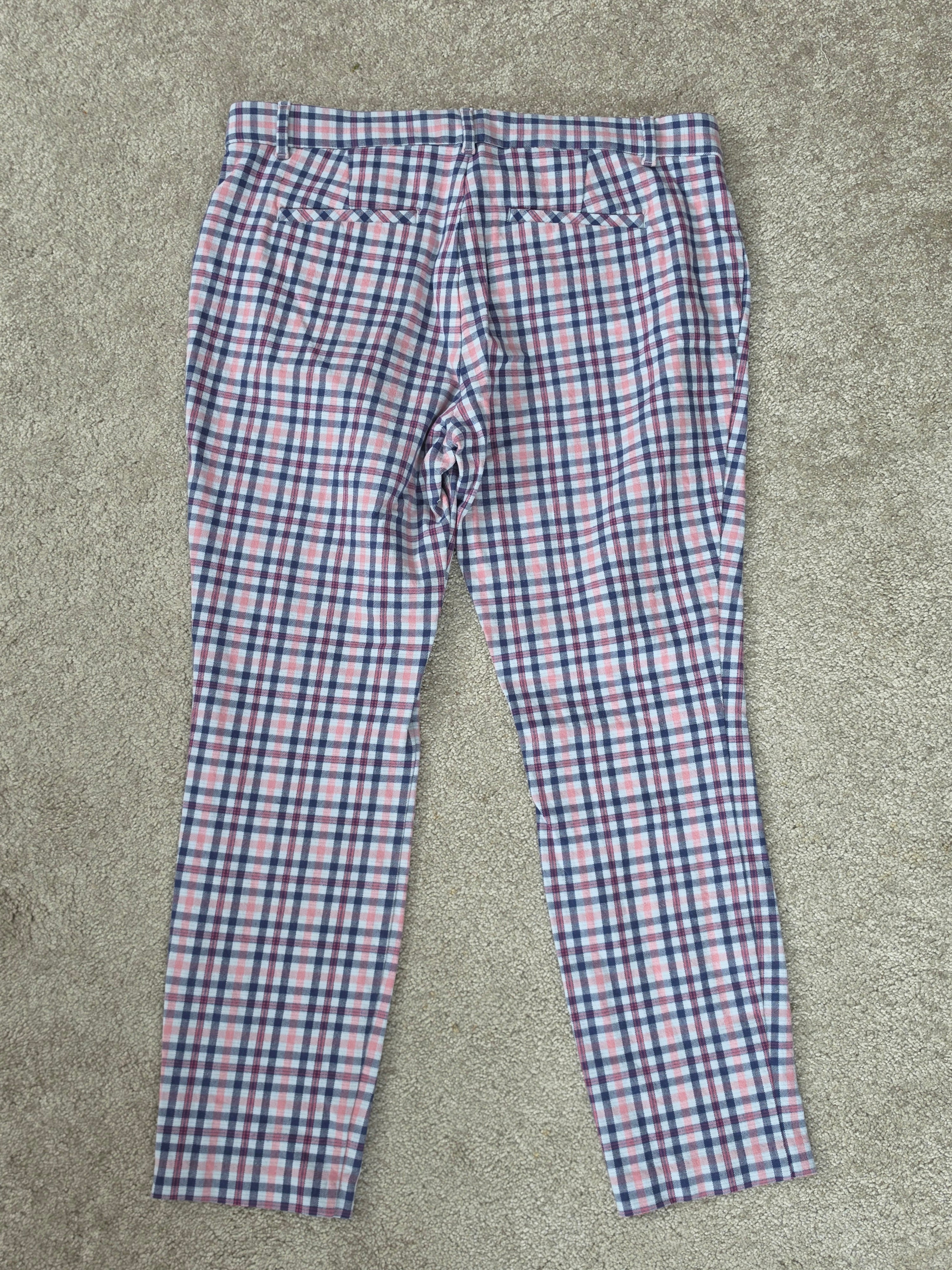 Plaid & Playful — GAP Signature Skinny Ankle Trousers in Pink & Navy Check