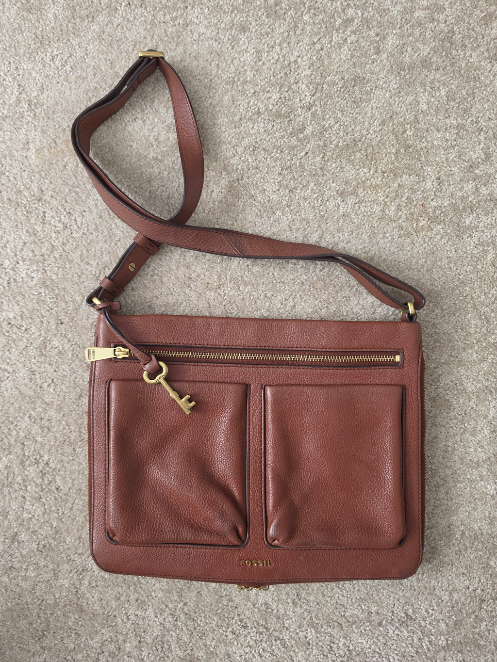 The Keeper of Keys — Fossil Pebbled Leather Crossbody Bag