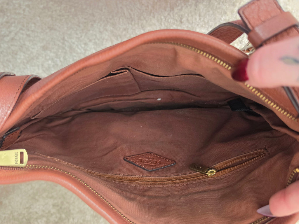 The Keeper of Keys — Fossil Pebbled Leather Crossbody Bag