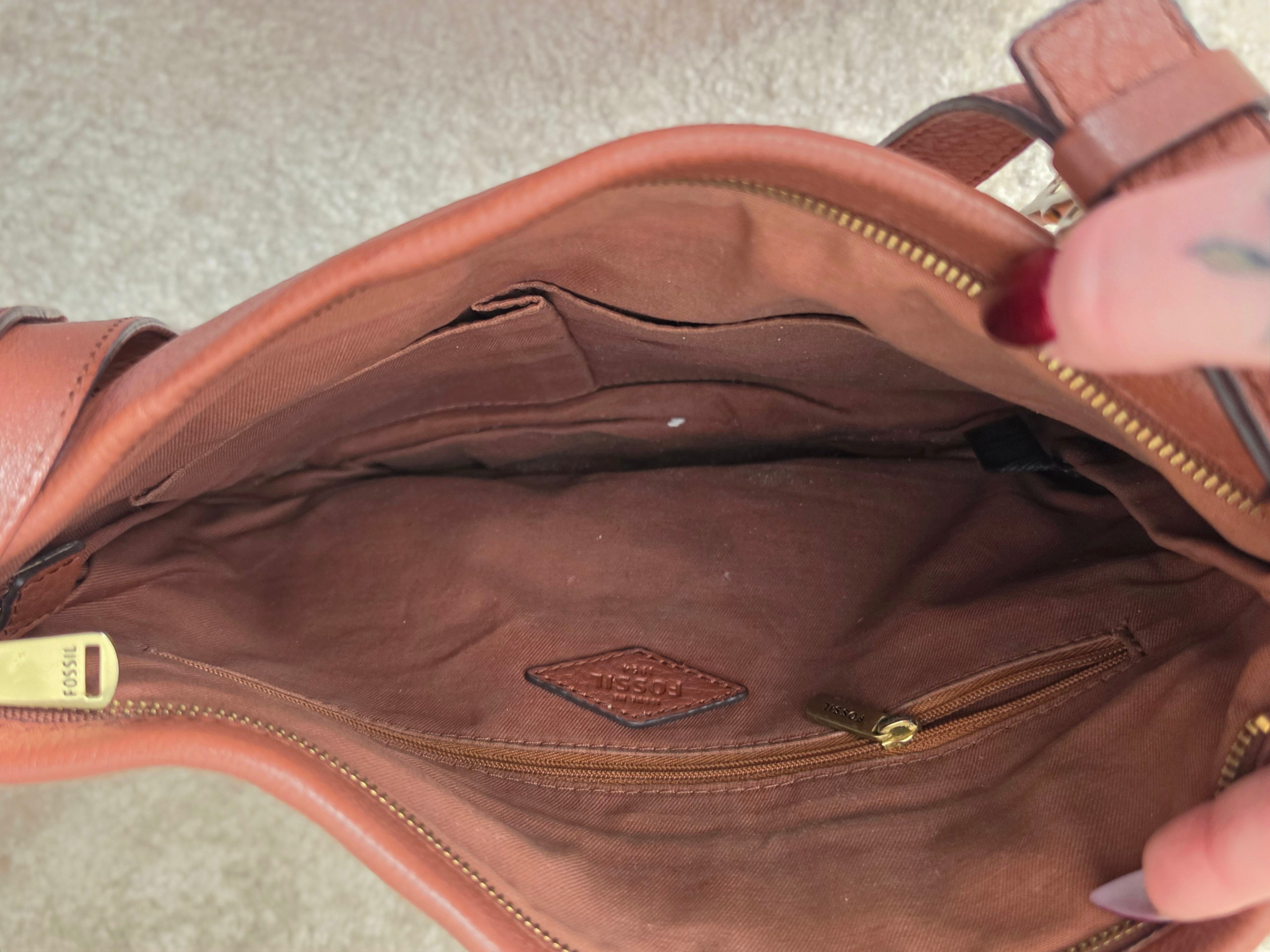 The Keeper of Keys — Fossil Pebbled Leather Crossbody Bag