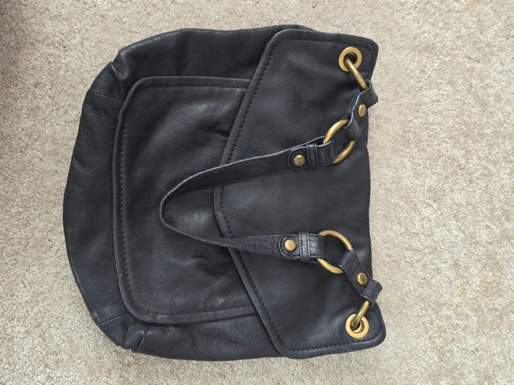 Midnight Wanderer — Fossil Long Live Vintage Black Leather Hobo Bag