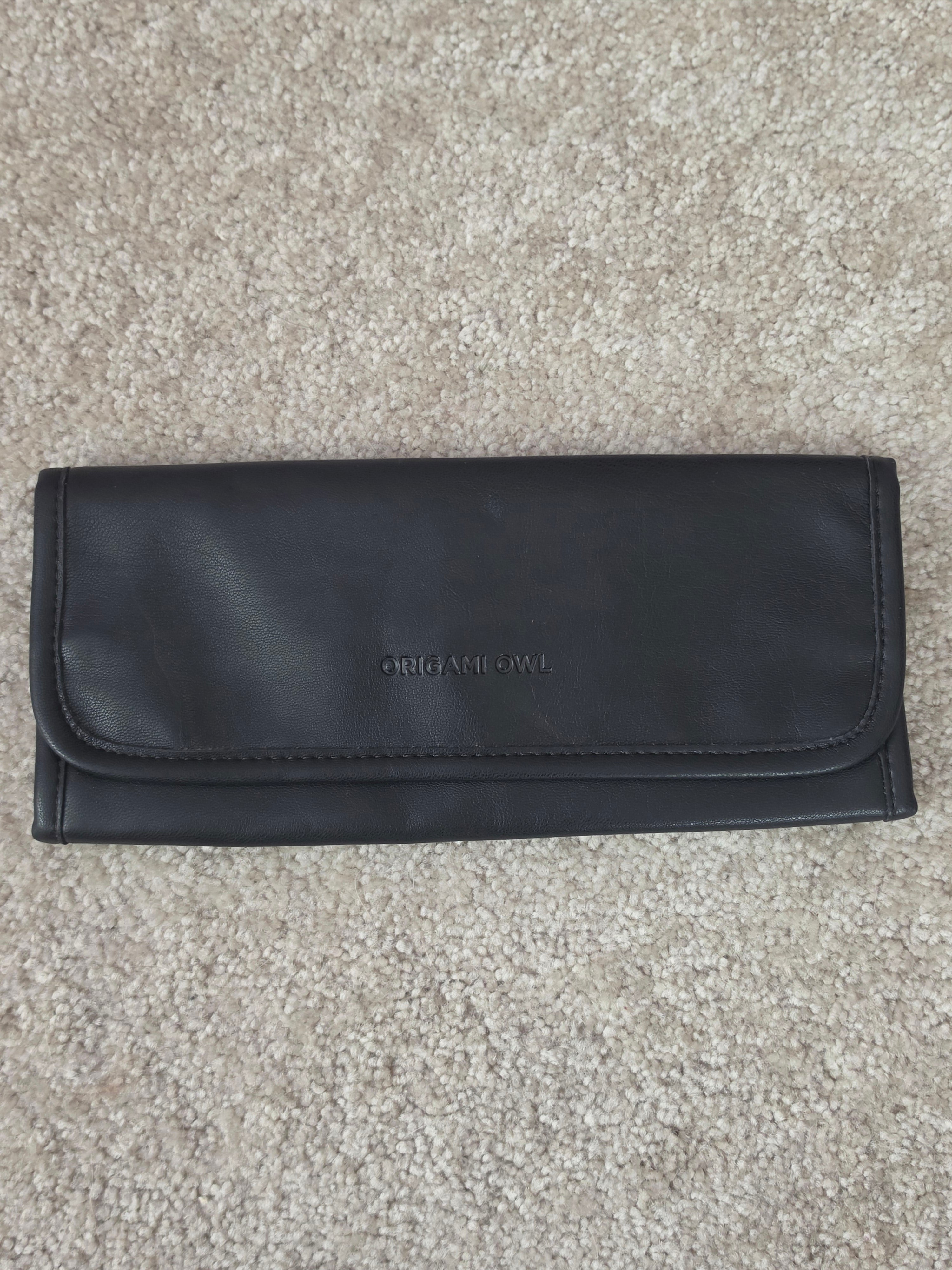 Orderly Obsession — Origami Owl Black Leather Jewelry Roll Organizer