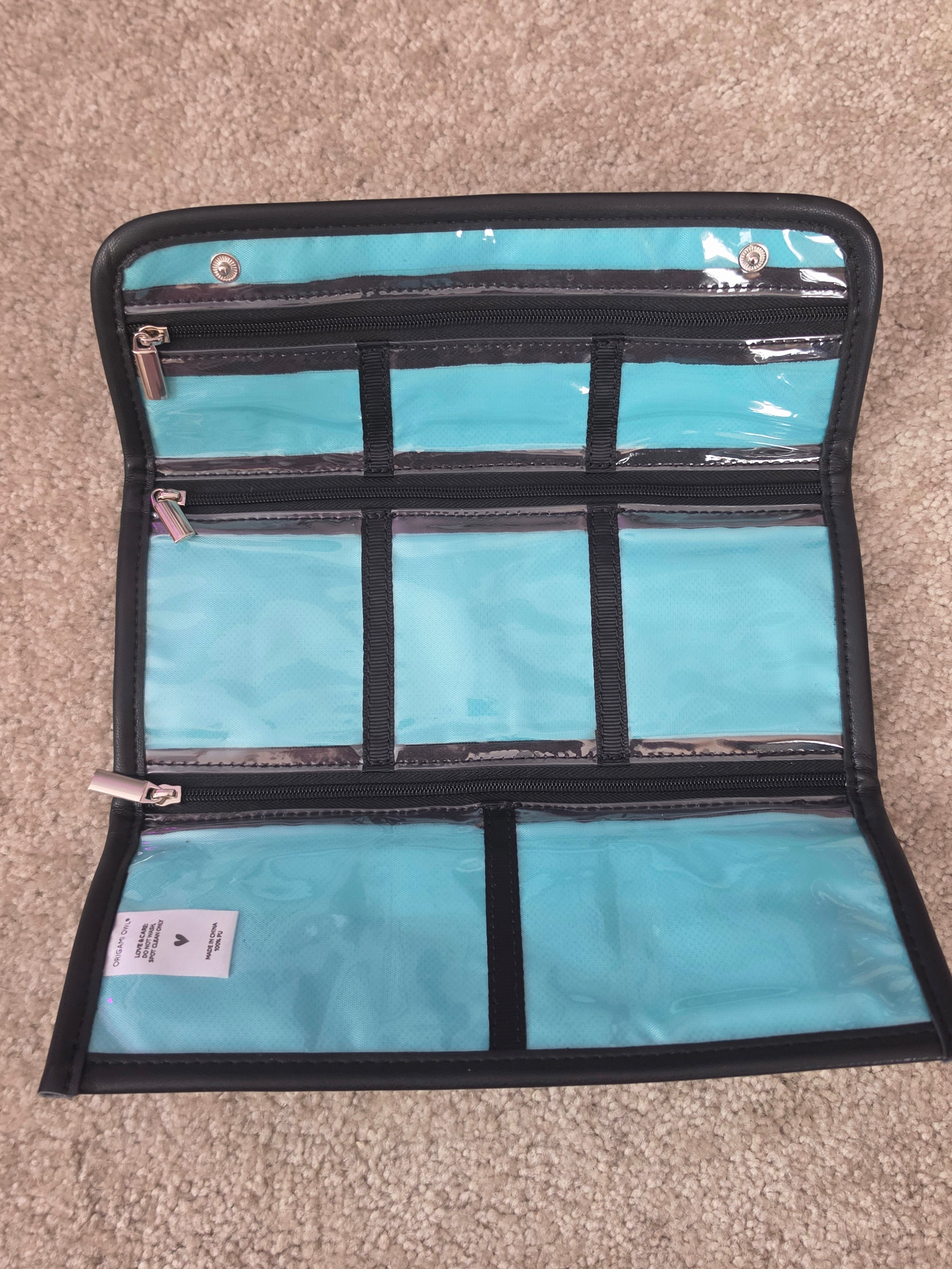 Orderly Obsession — Origami Owl Black Leather Jewelry Roll Organizer