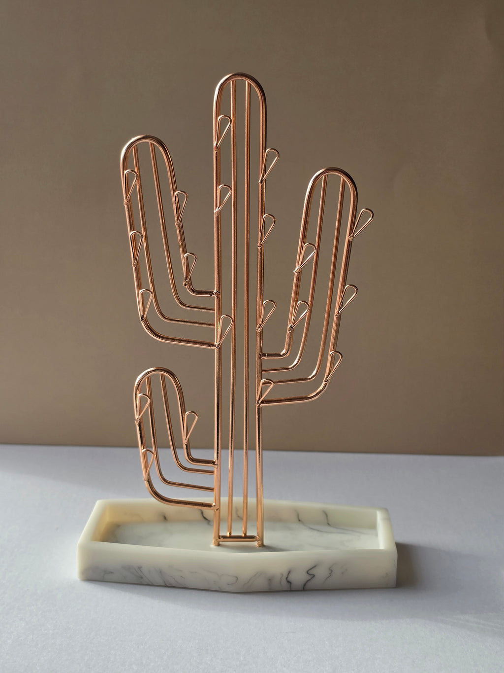 Desert Bloom — Rose Gold Wire Cactus Earring & Jewelry Holder