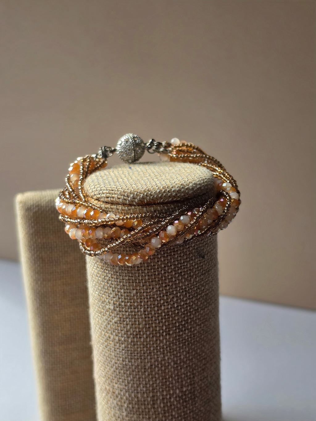 Sunrise Ritual — Multi-Strand Twisted Crystal & Gold Seed Bead Bracelet