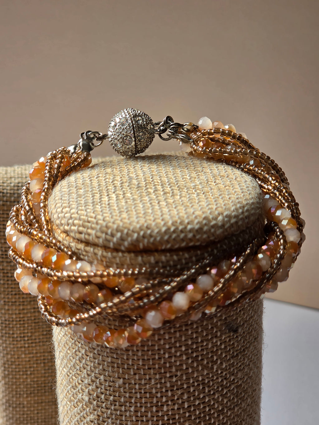 Sunrise Ritual — Multi-Strand Twisted Crystal & Gold Seed Bead Bracelet