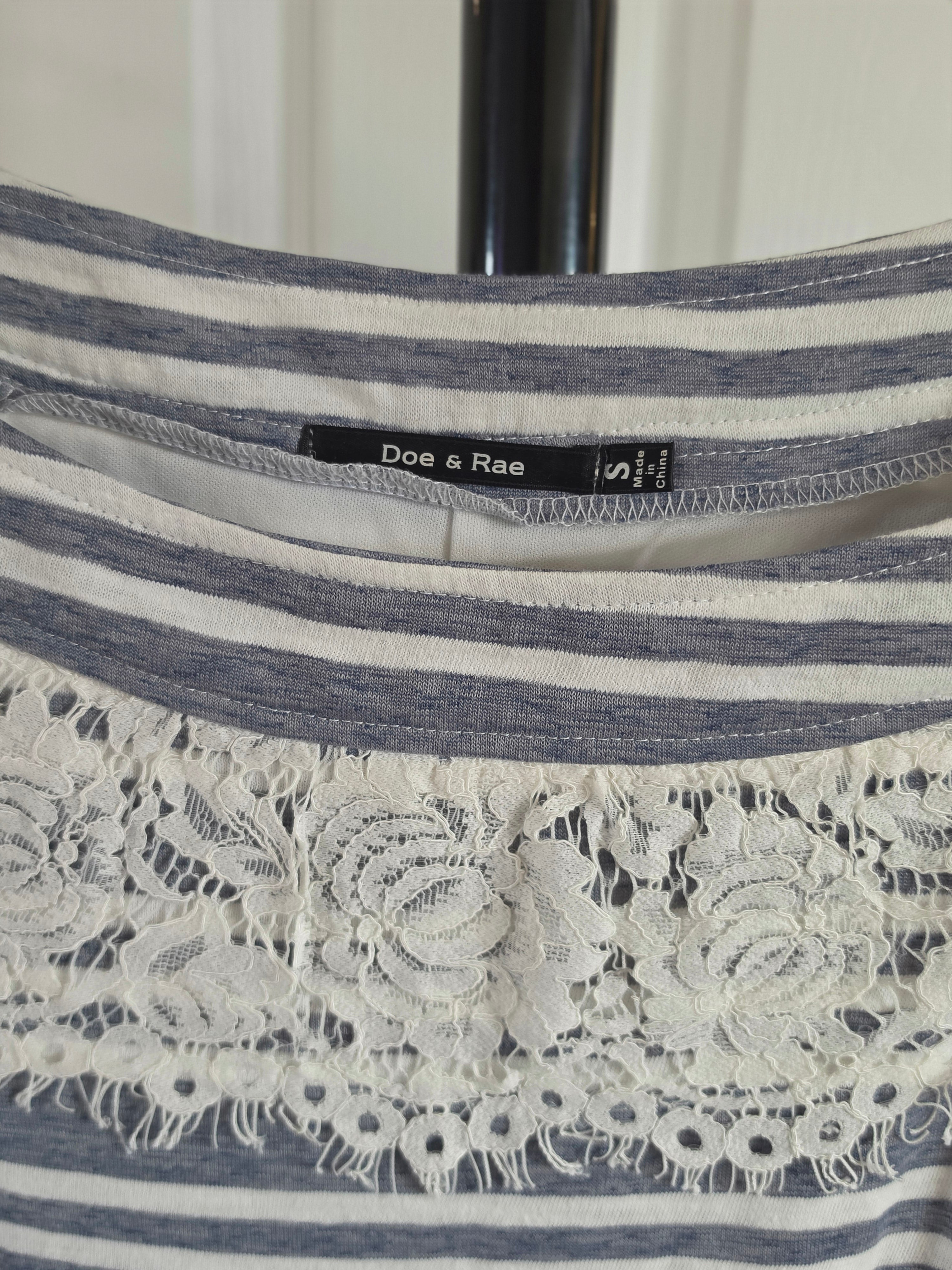 Stripes & Lace — Doe & Rae Grey Stripe Lace Yoke Tunic Dress
