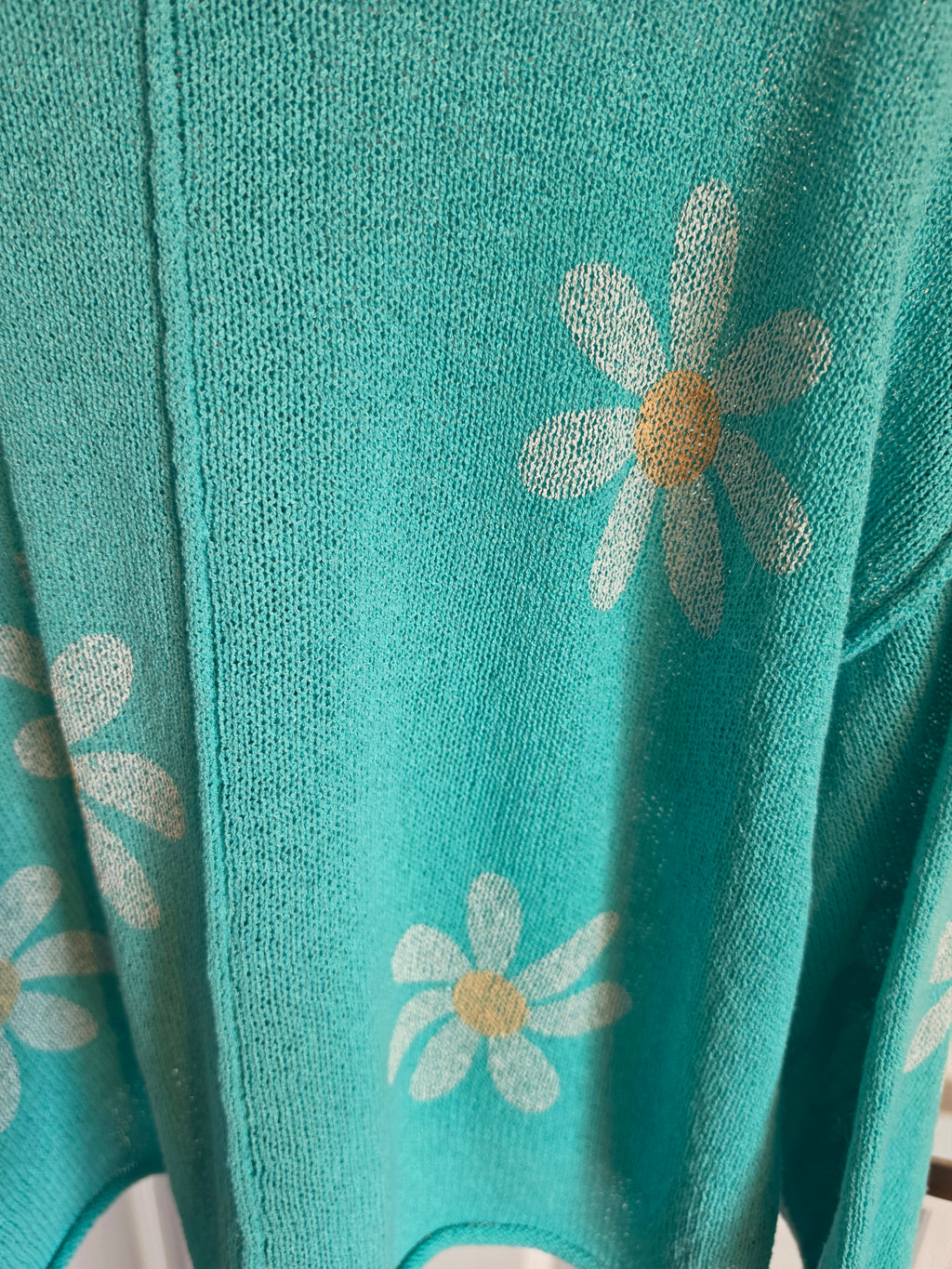 Daisy Days — POL Turquoise Daisy Open-Knit Sweater