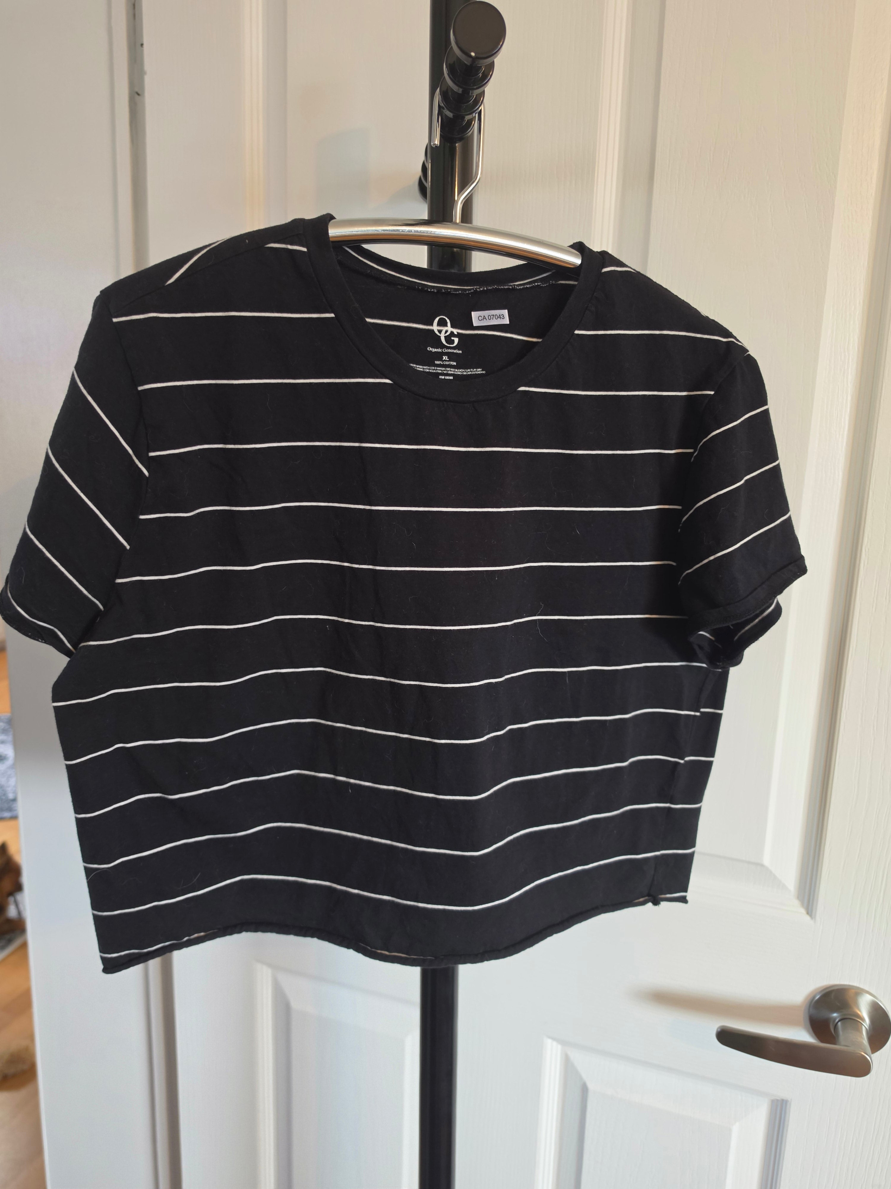 Stripe & Easy — Organic Generation Black & White Striped Crop Tee