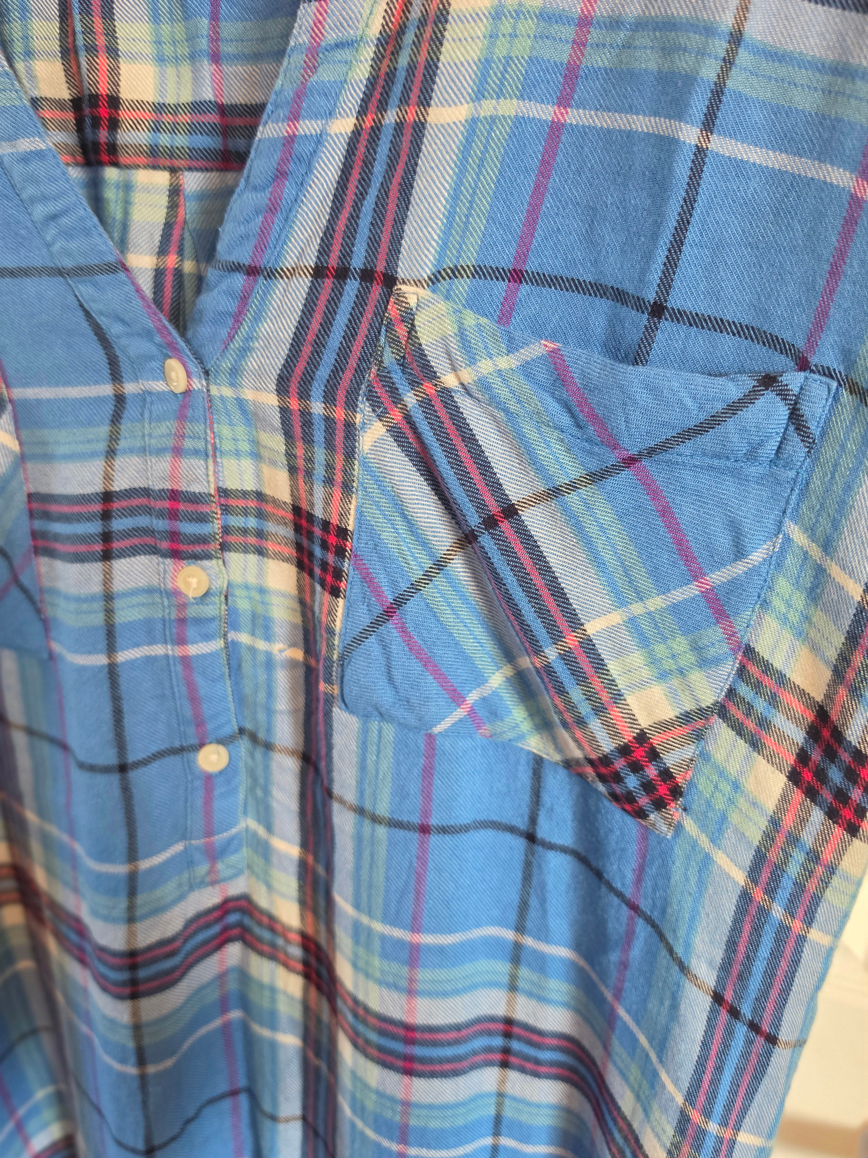 Blue Skies & Plaid — GAP Popover Blouse in Cornflower Plaid