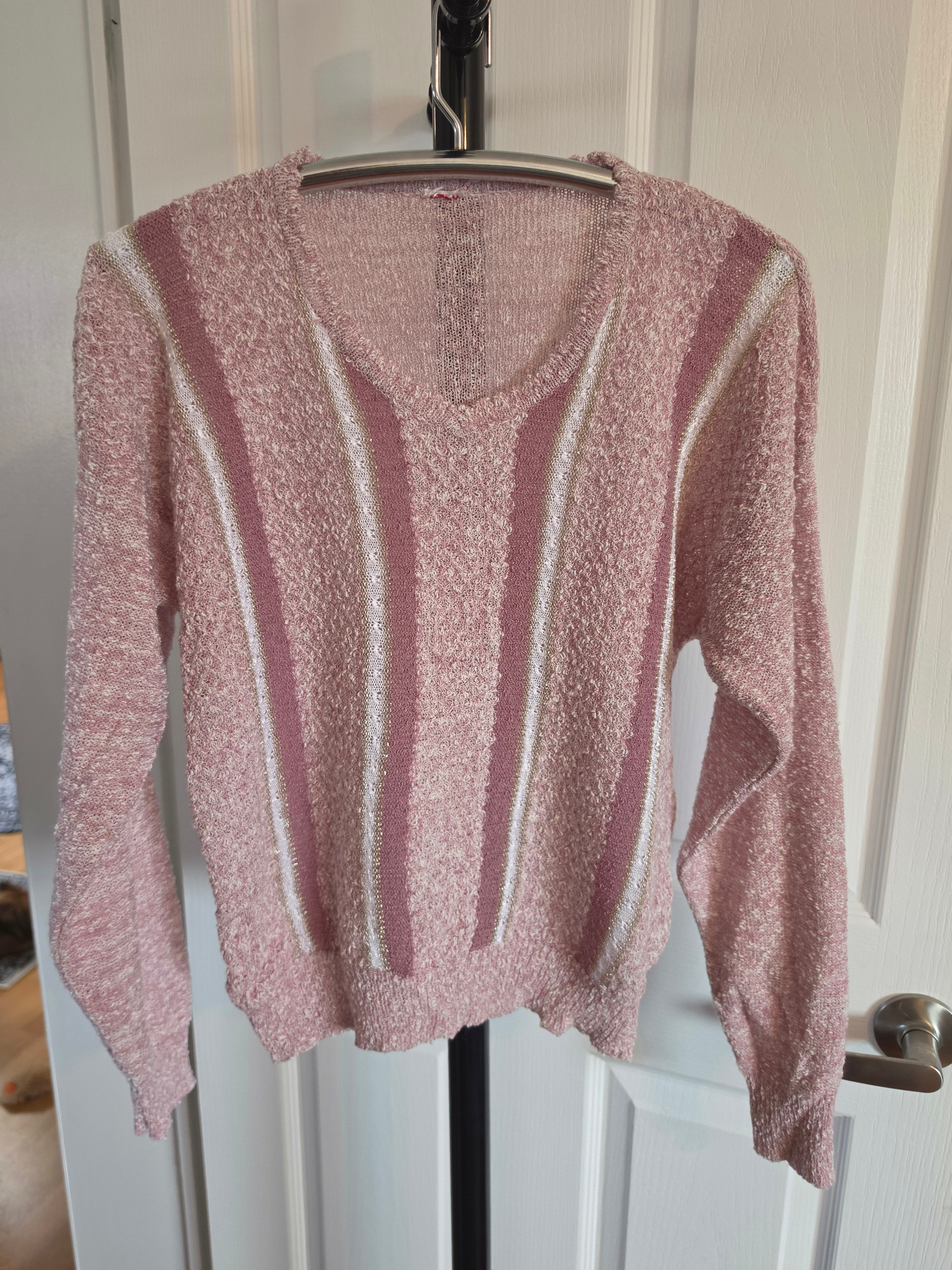 Starlight & Rose — Vintage Blush Metallic Knit Sweater