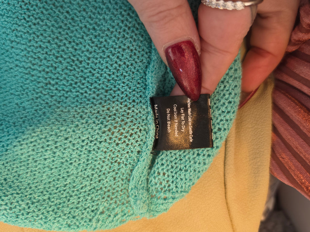 Daisy Days — POL Turquoise Daisy Open-Knit Sweater
