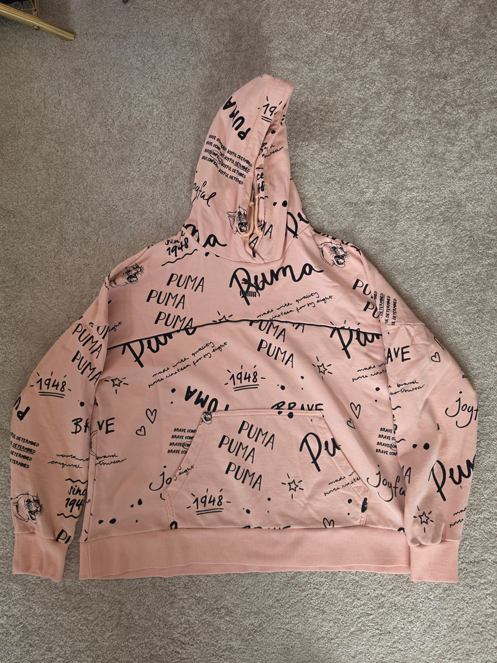 Brave & Joyful — Puma Blush Pink All-Over Print Hoodie