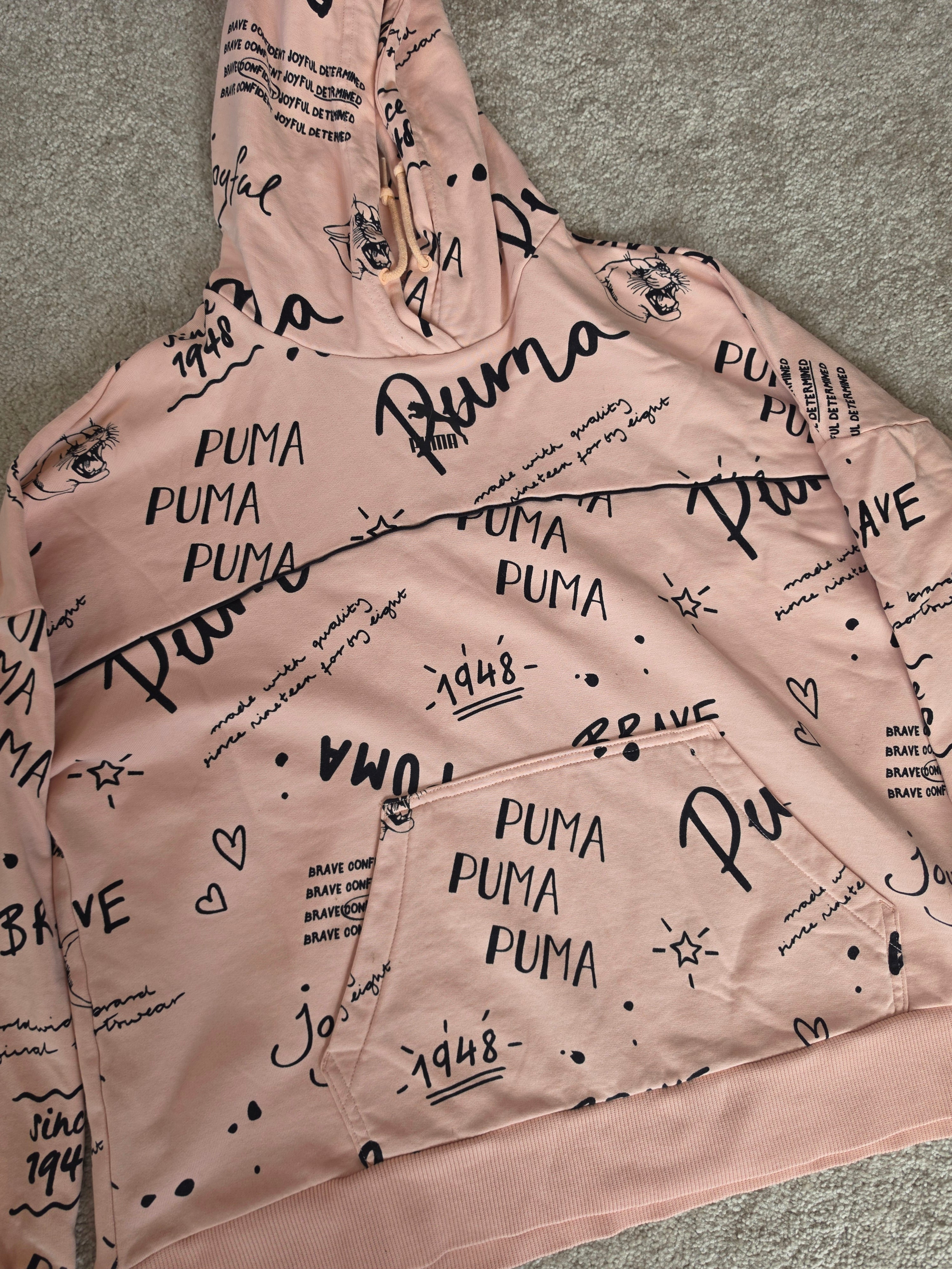 Brave & Joyful — Puma Blush Pink All-Over Print Hoodie