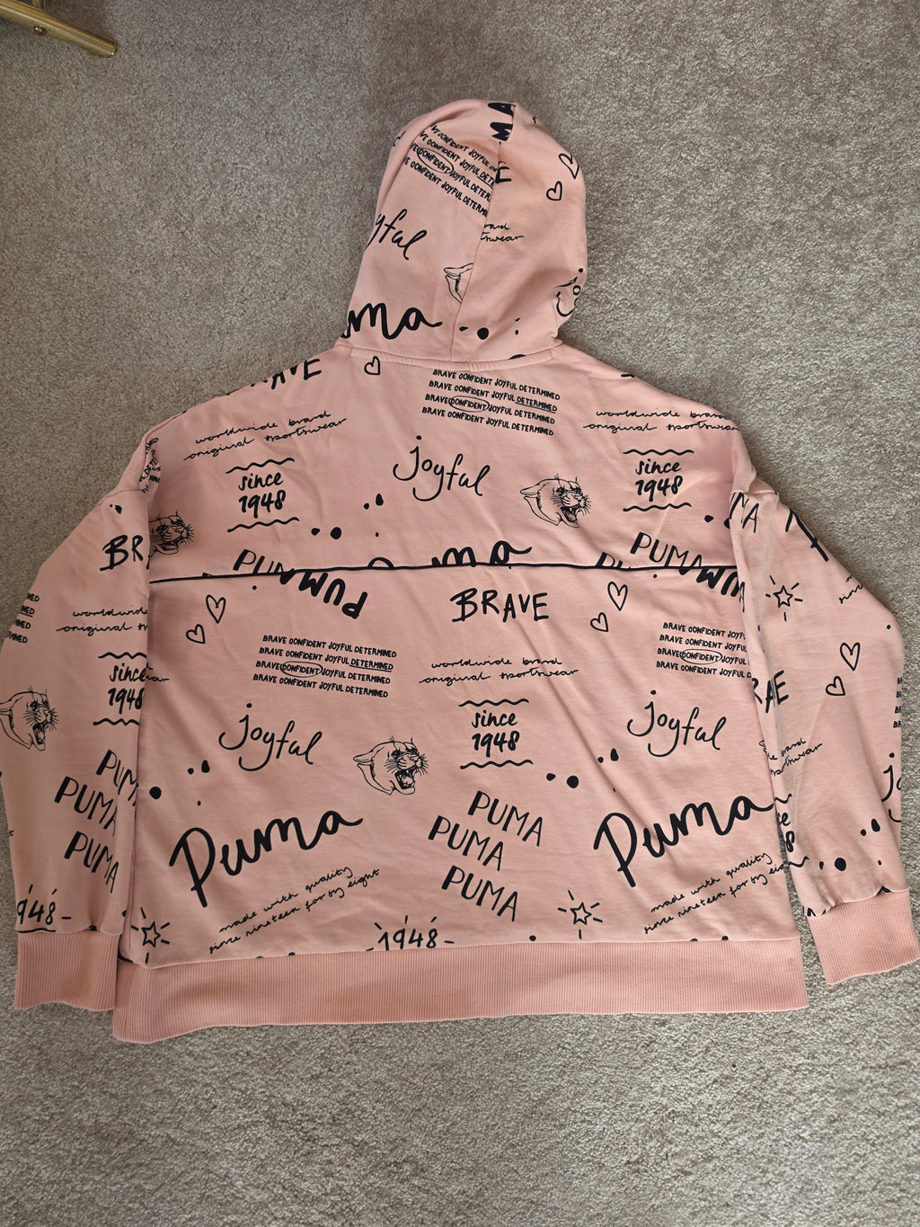 Brave & Joyful — Puma Blush Pink All-Over Print Hoodie