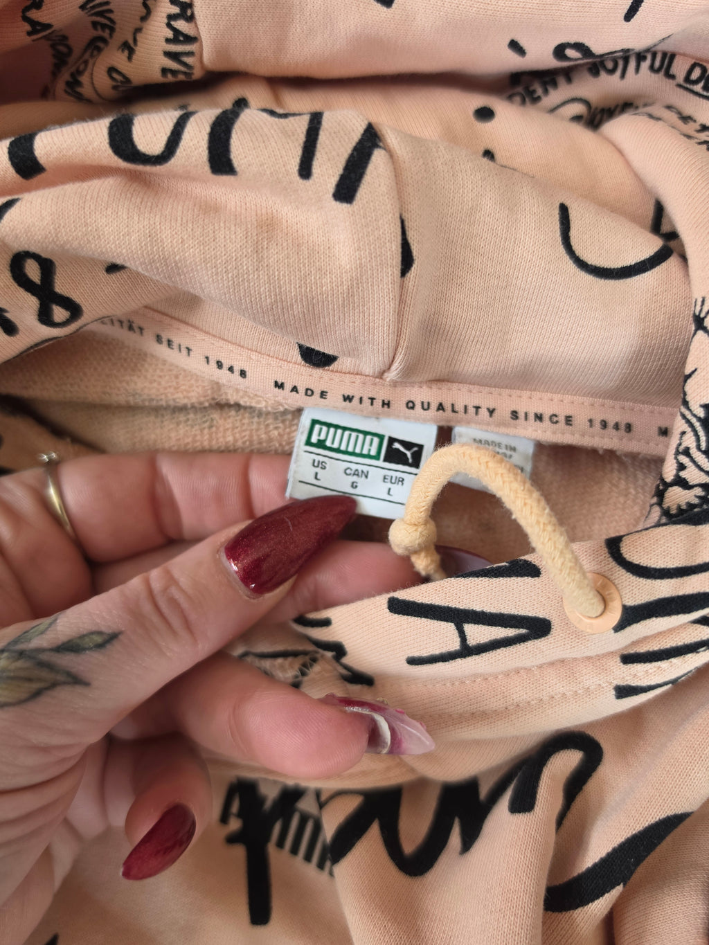 Brave & Joyful — Puma Blush Pink All-Over Print Hoodie