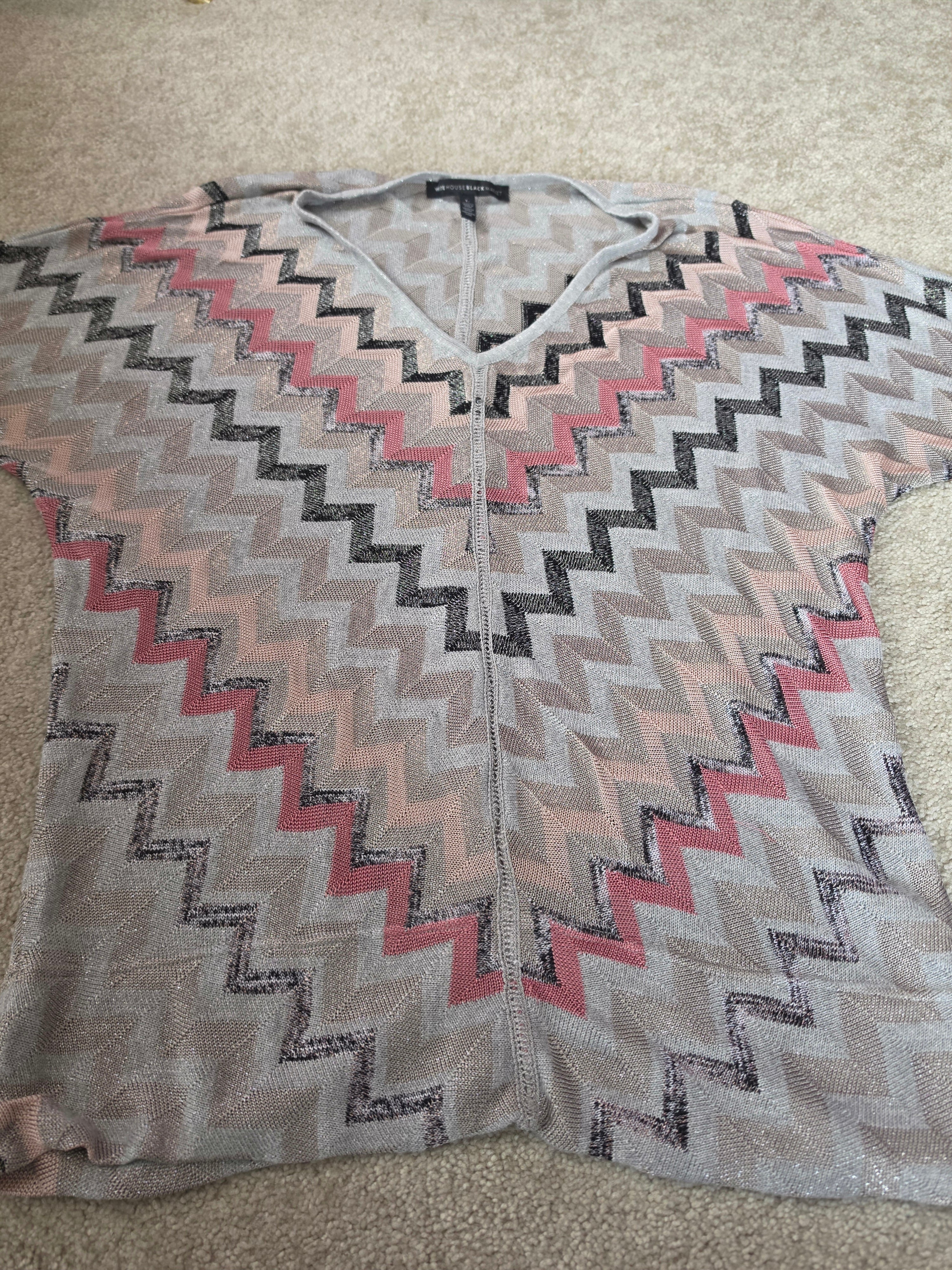 Zigzag & Shimmer — White House Black Market Metallic Chevron Sweater Blouse
