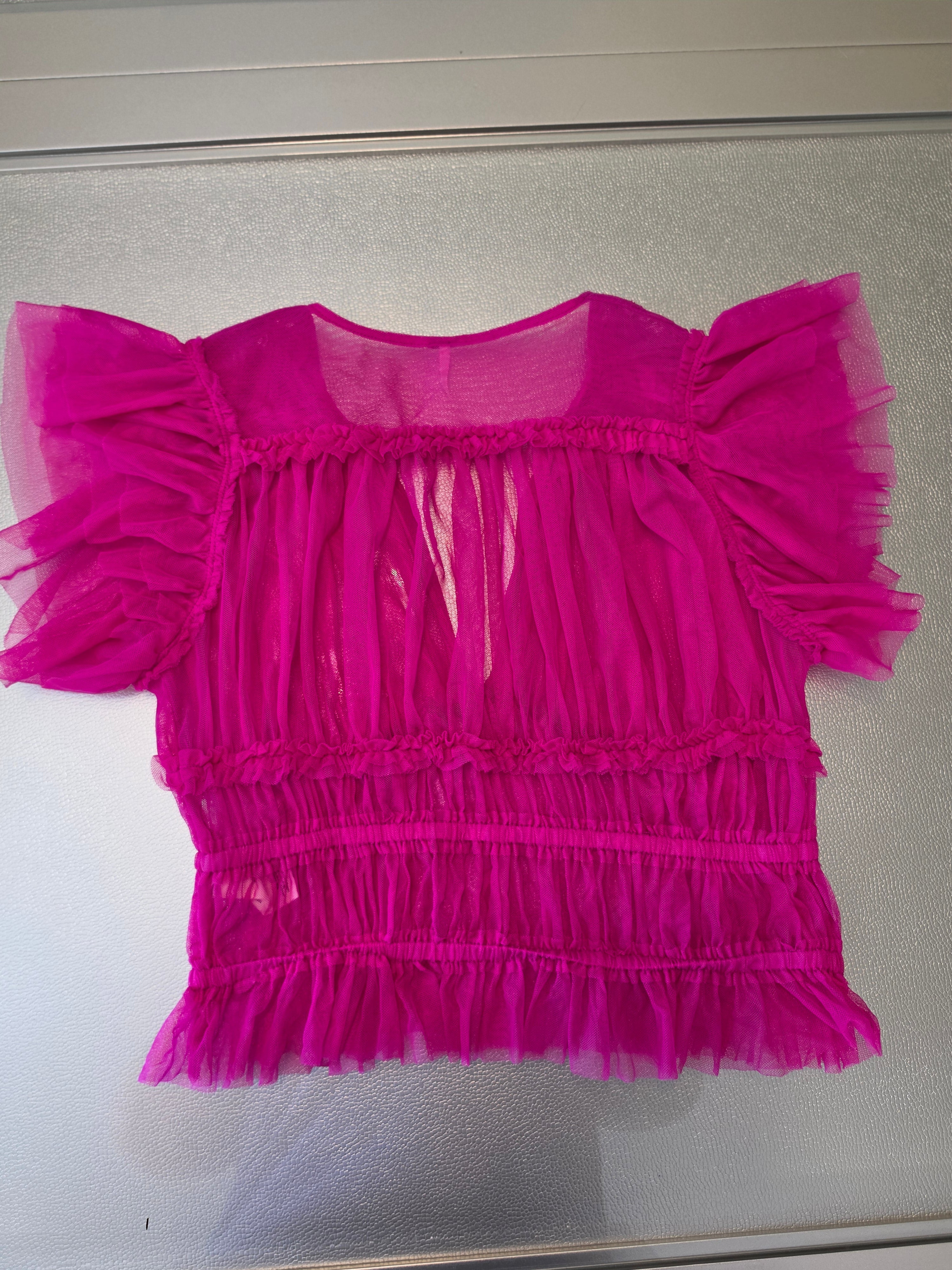 The Magenta Moment — Free People Ruffle Mesh Top