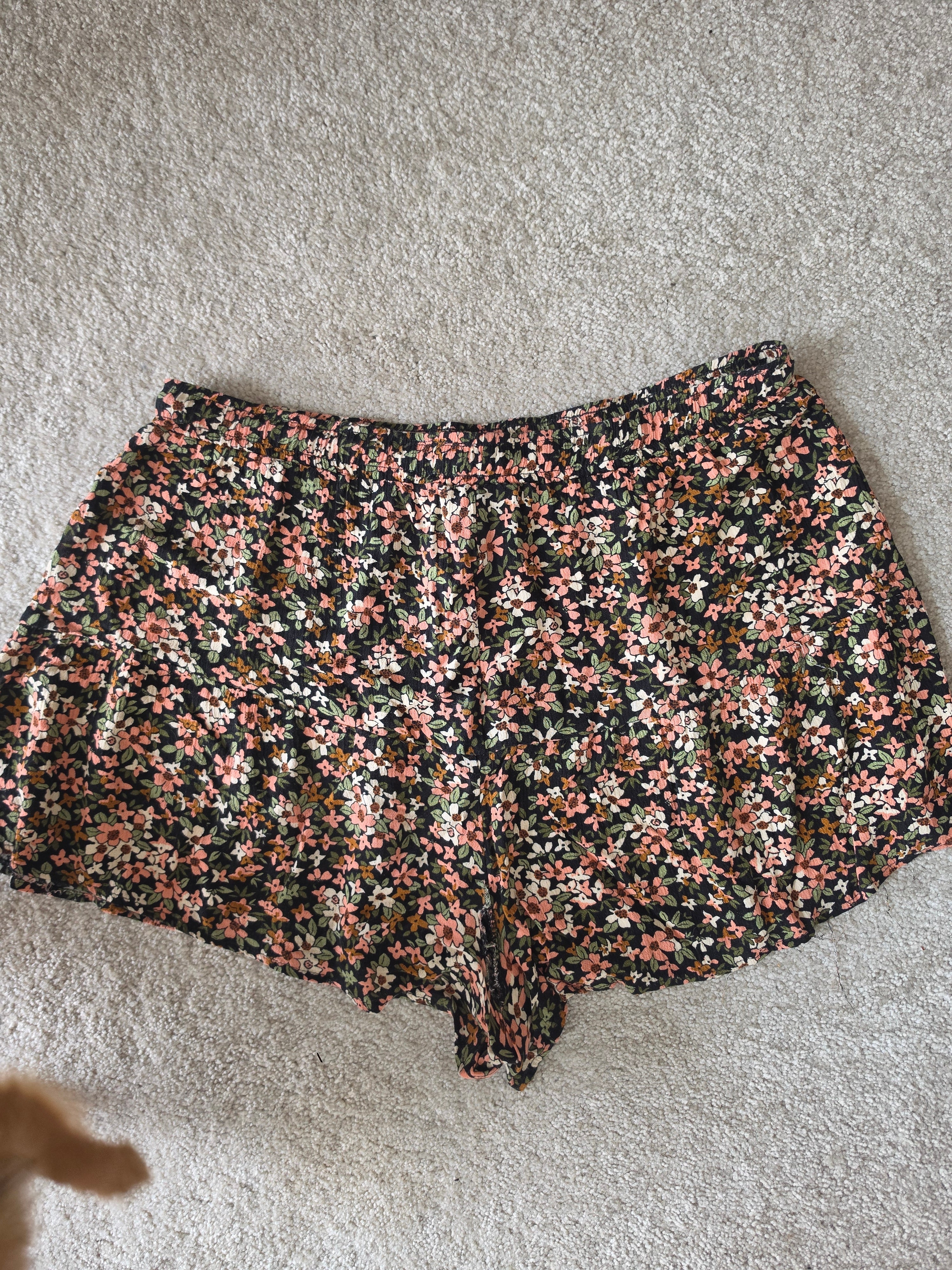 YMI Midnight Garden Floral Pull-On Shorts - flat lay