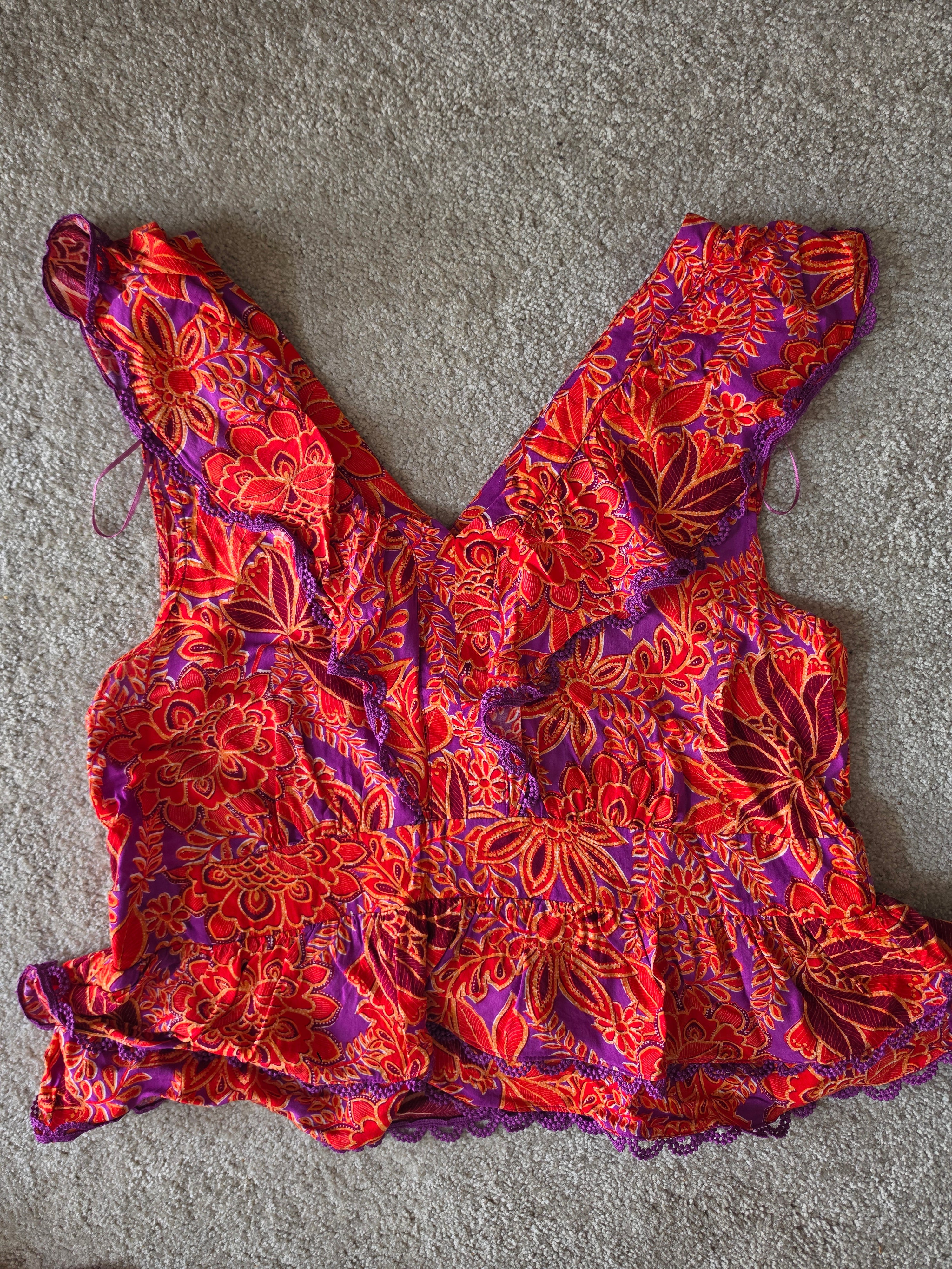 Rose + Olive Botanical Bloom Crop Top - front view