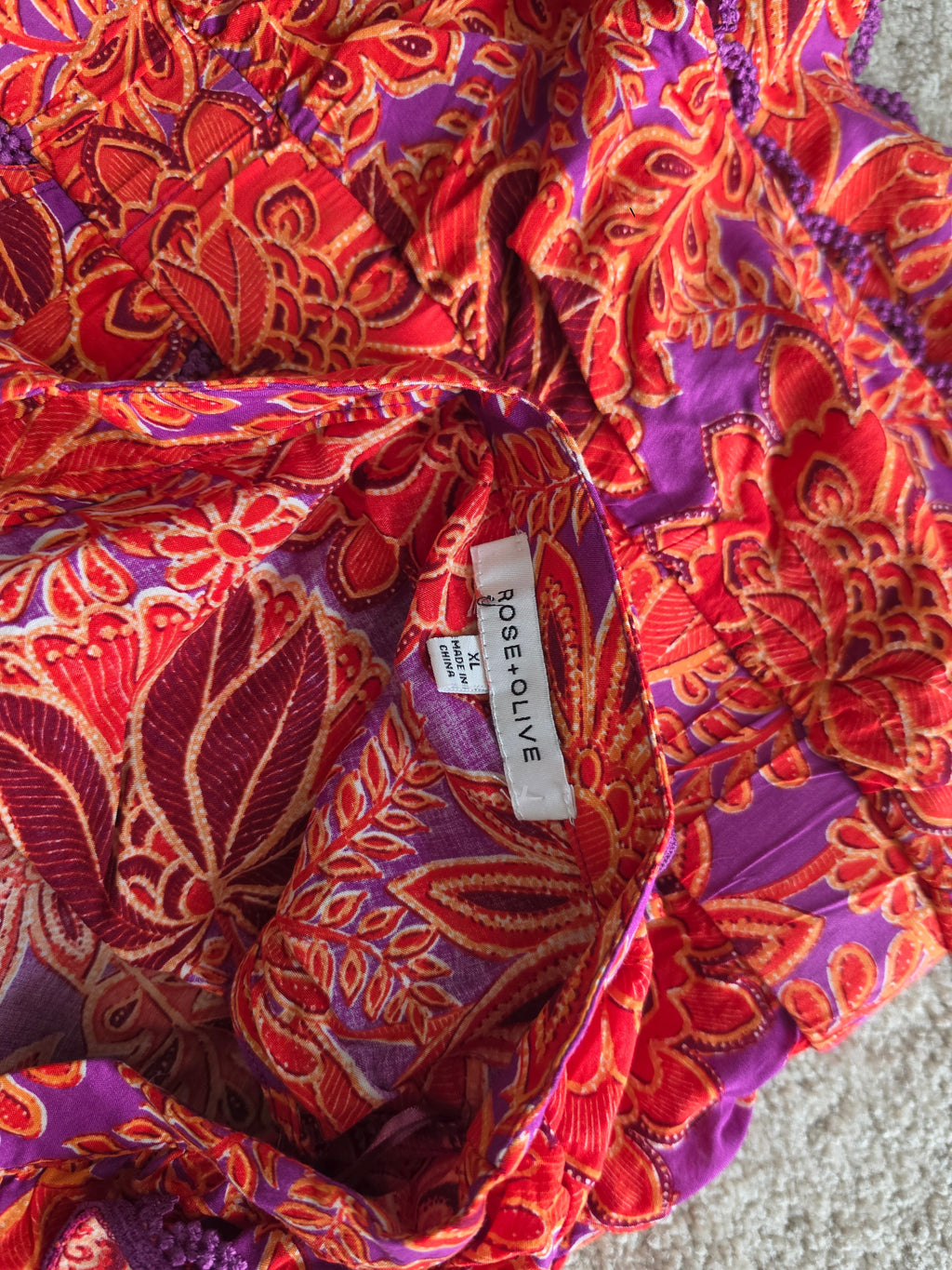 Rose + Olive Botanical Bloom Crop Top - brand label XL