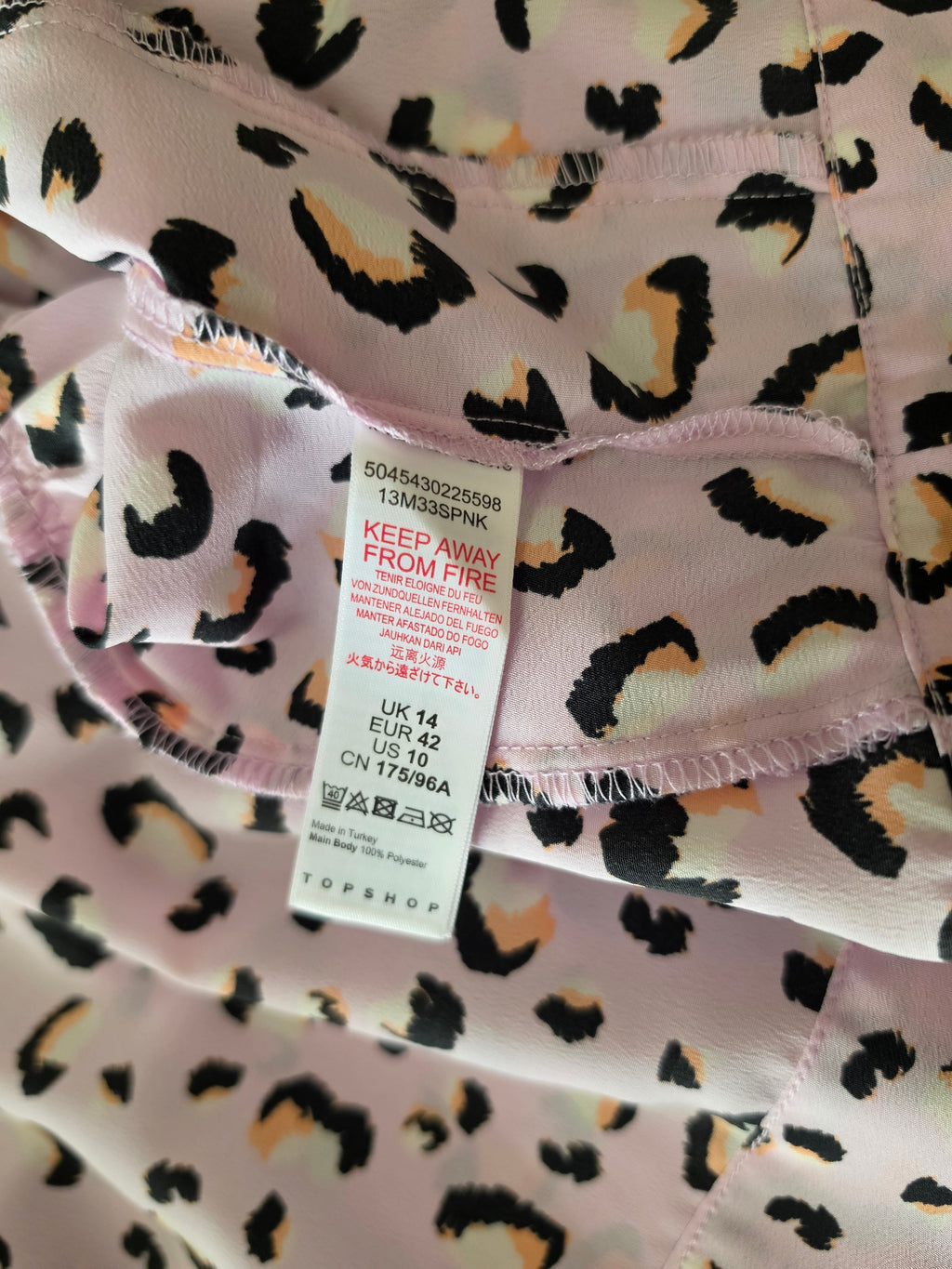 Pink leopard print blouse - back view showing balloon sleeves