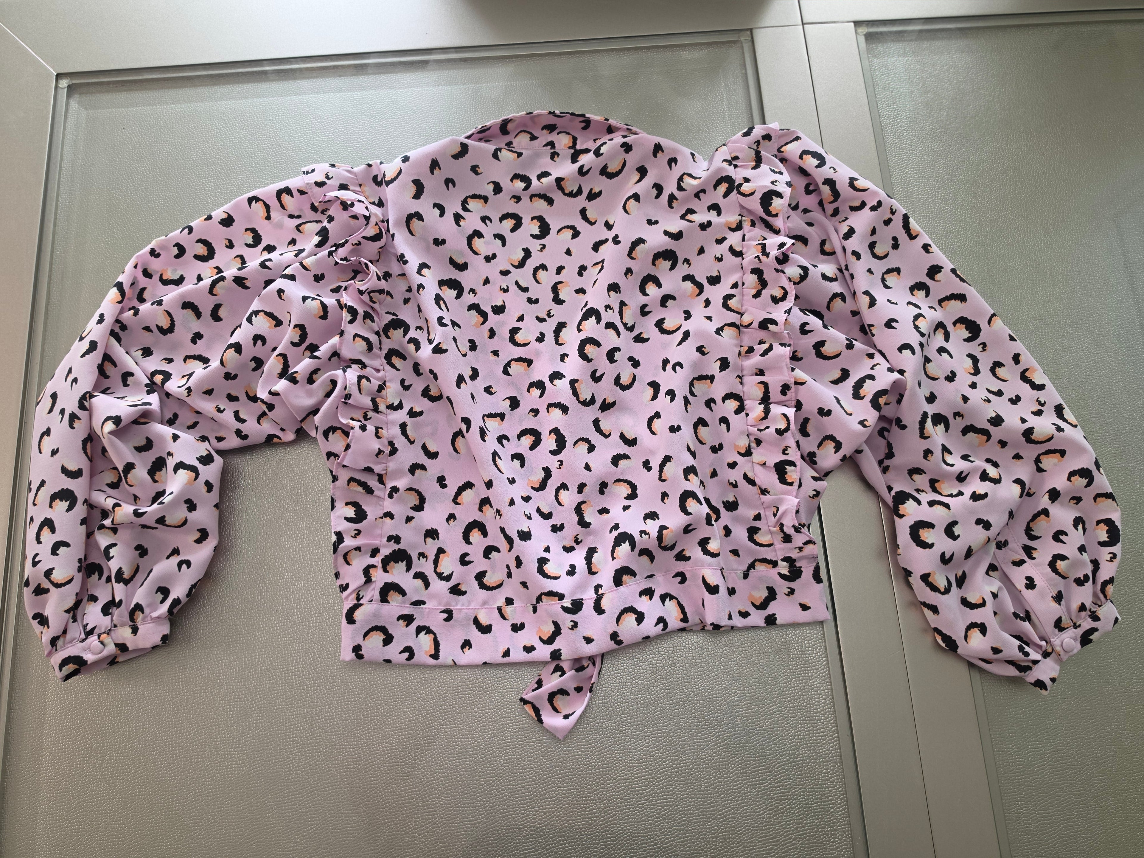 Pink leopard print blouse - additional detail view