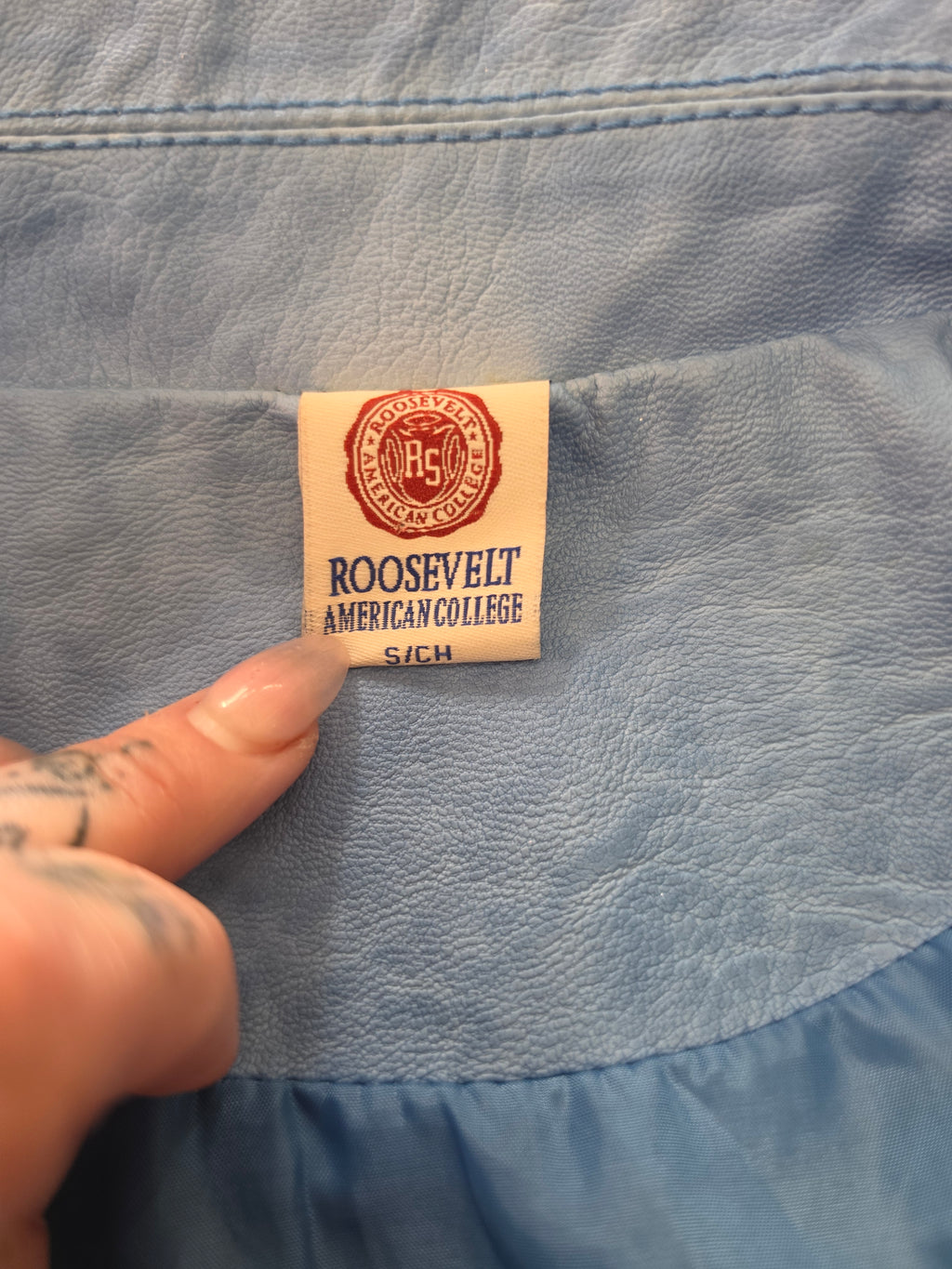 The Sky Rider — Quilted Faux Leather Moto Jacket in Periwinkle Blue