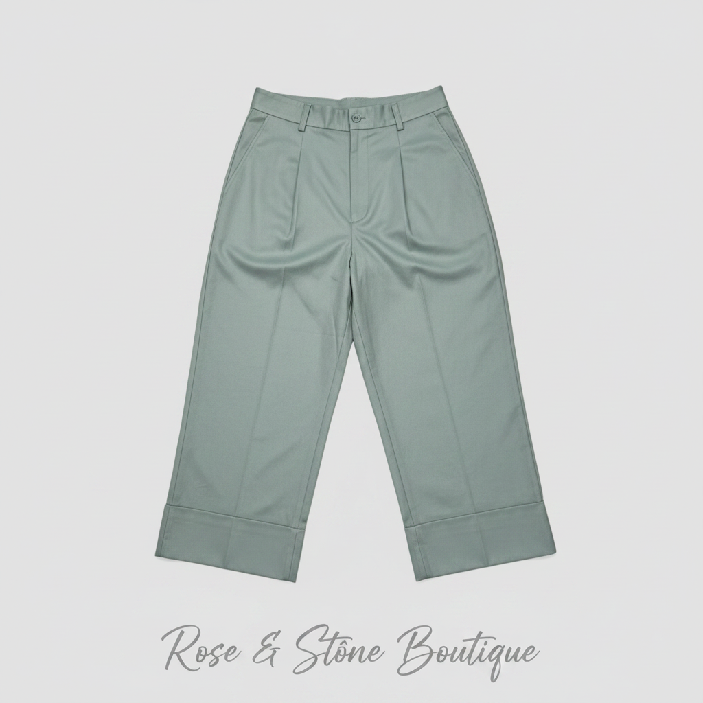 Mint to Be — Cuffed Wide-Leg Trouser