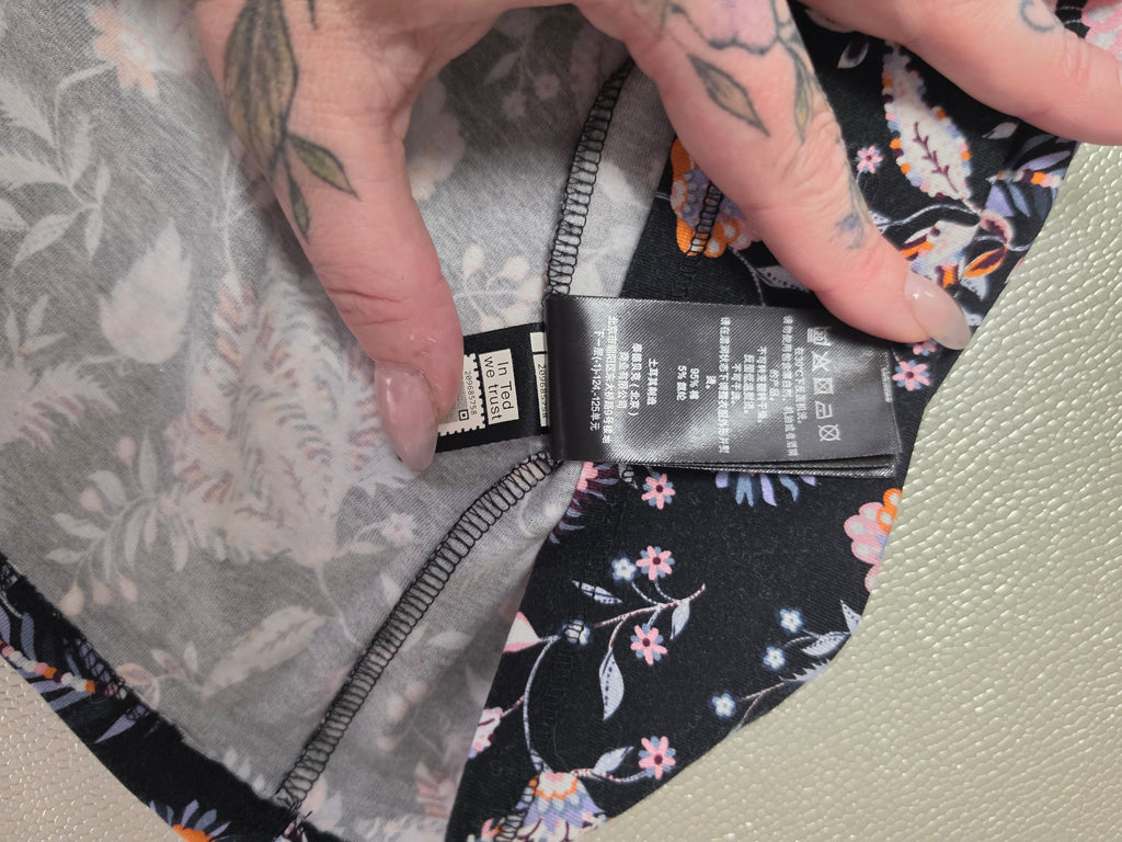 Ted Baker Dracena floral mini dress — flat lay full view