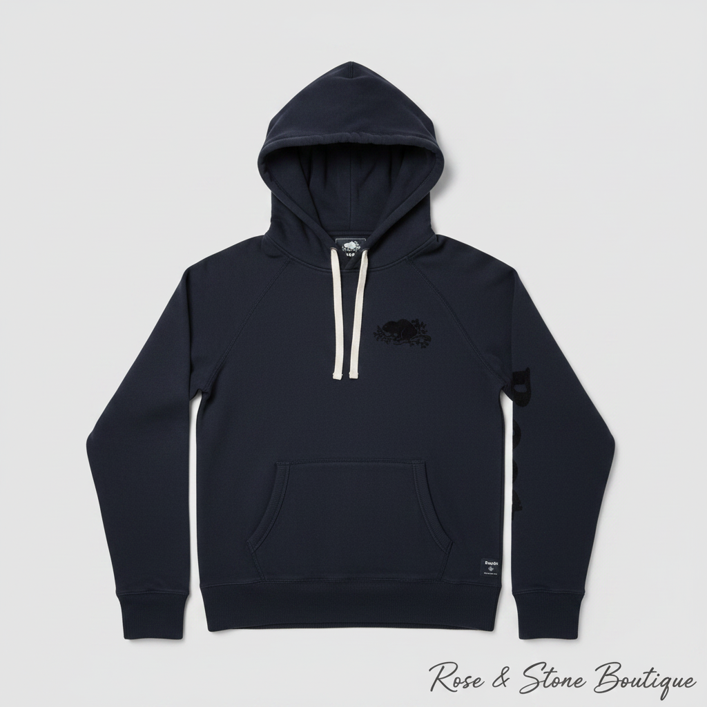 Roots Canada Sleeve Logo Pullover Hoodie — Black
