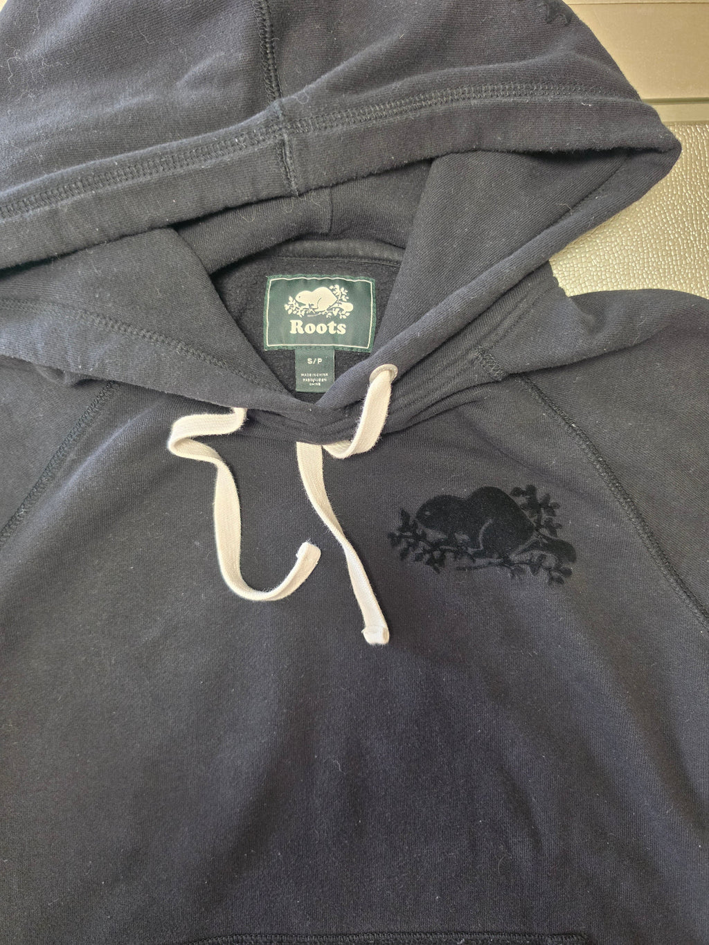Roots Canada Sleeve Logo Pullover Hoodie — Black