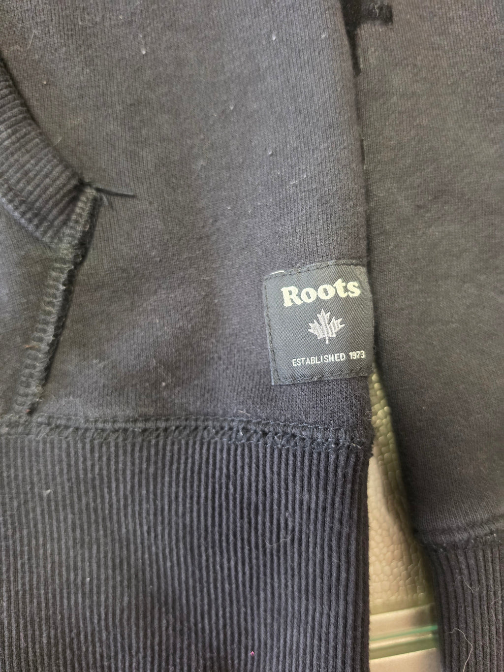 Roots Canada Sleeve Logo Pullover Hoodie — Black
