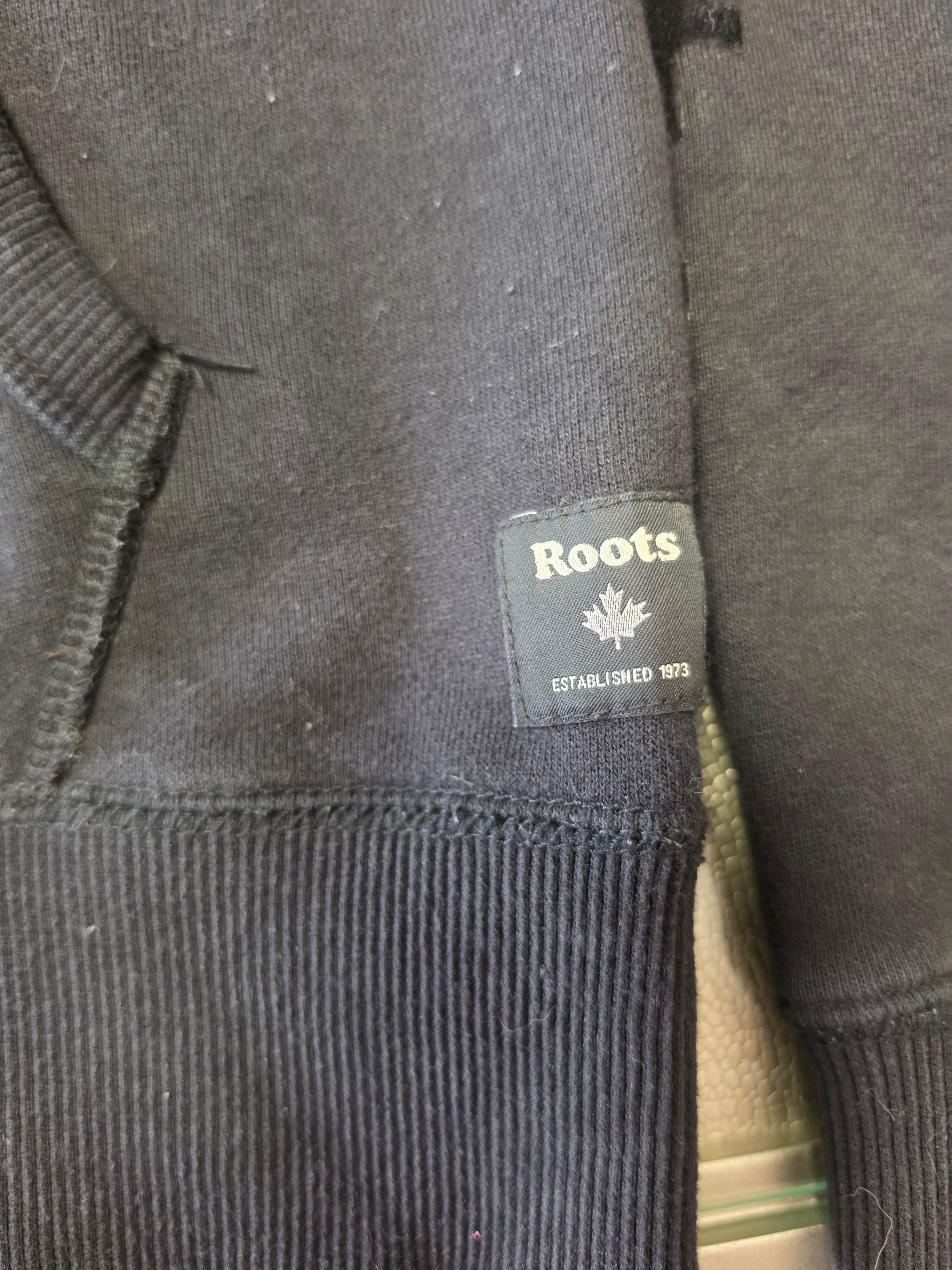 Roots Canada Sleeve Logo Pullover Hoodie — Black