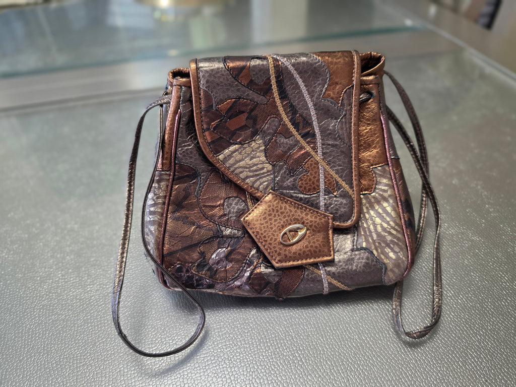 The Bronzed Relic — Patchwork Metallic Leather Crossbody